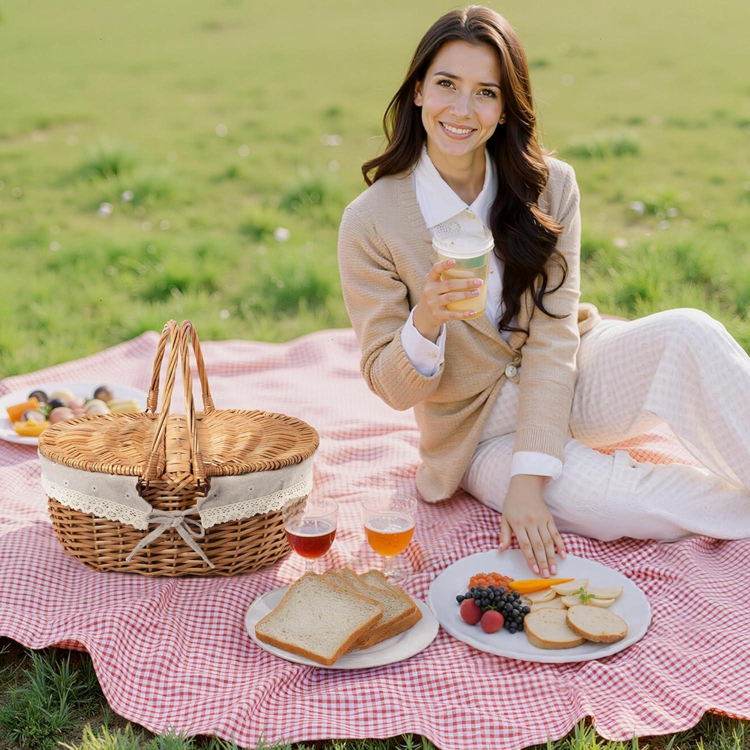 Cesta de Picnic de Mimbre GRANNY SAYS para 2 con Forro Lavable