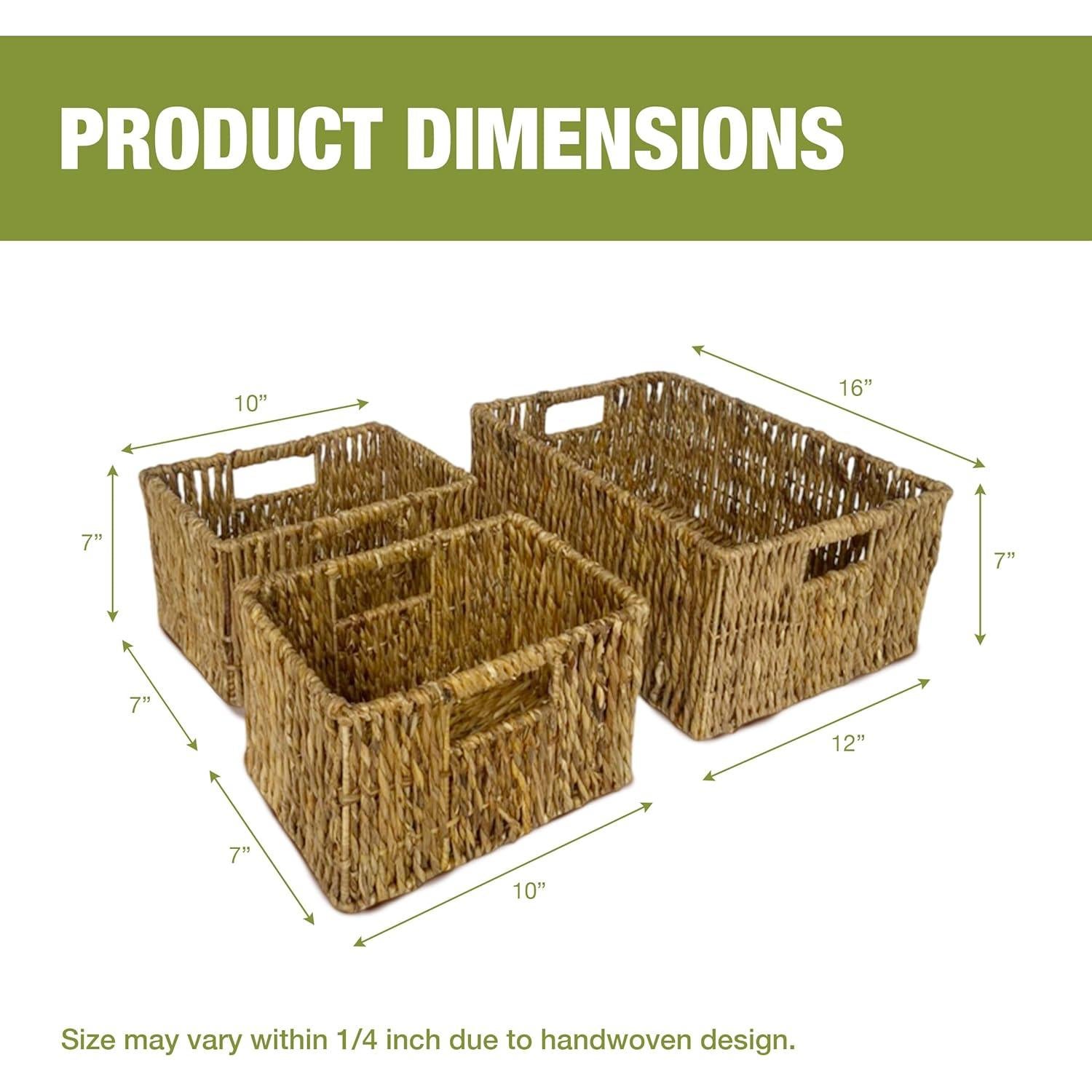 Juego de Cestas de Mimbre GREEN ALLUVIUM - 1 Grande + 2 Pequeñas