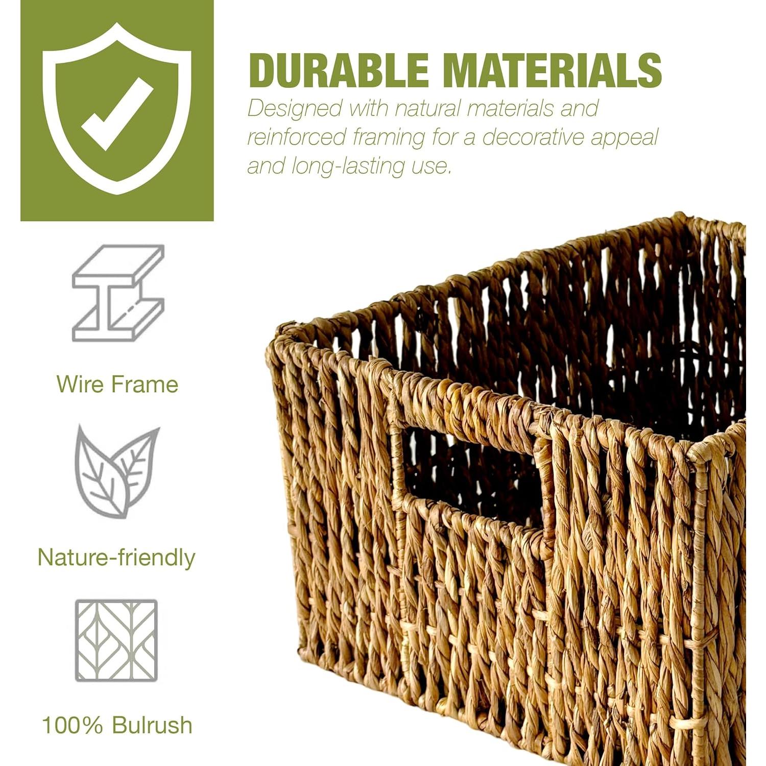 Juego de Cestas de Mimbre GREEN ALLUVIUM - 1 Grande + 2 Pequeñas