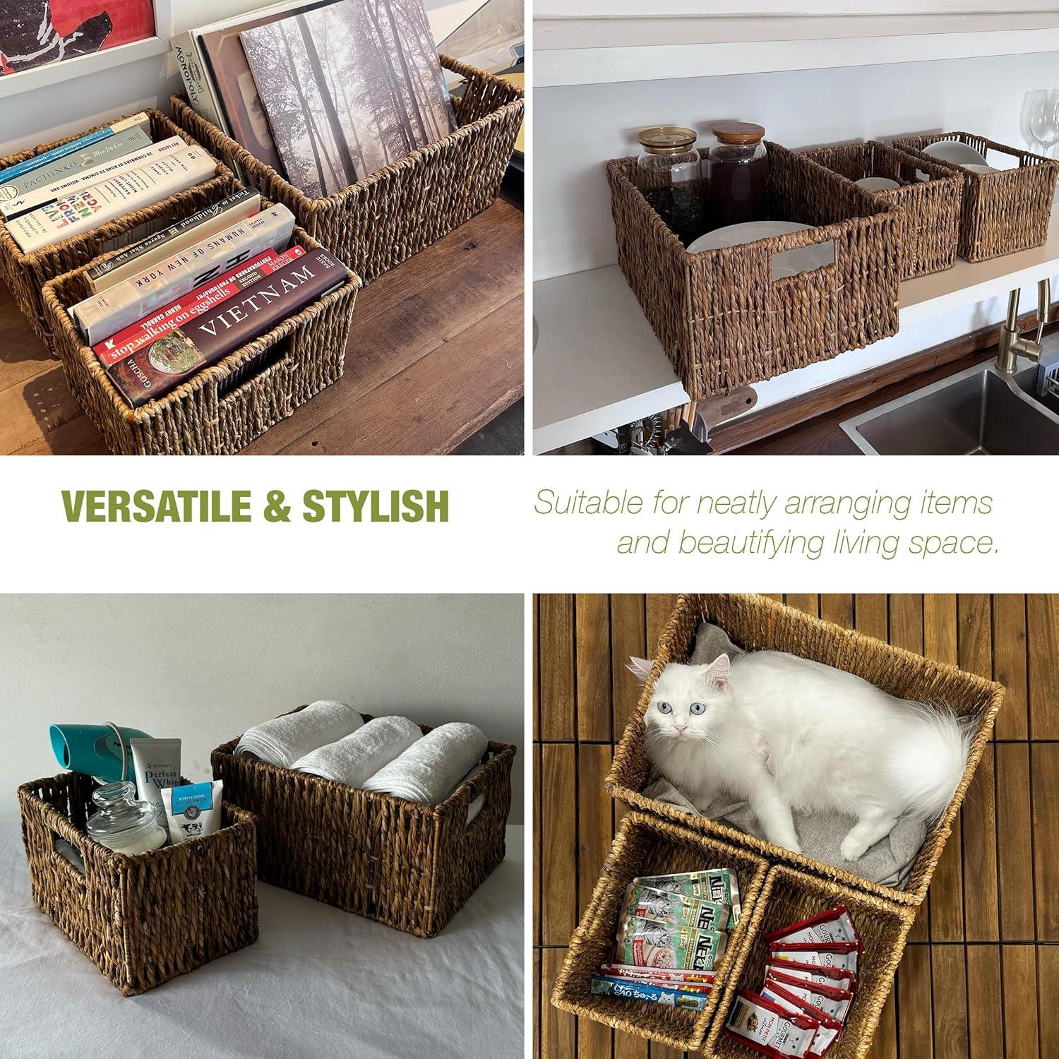 Juego de Cestas de Mimbre GREEN ALLUVIUM - 1 Grande + 2 Pequeñas