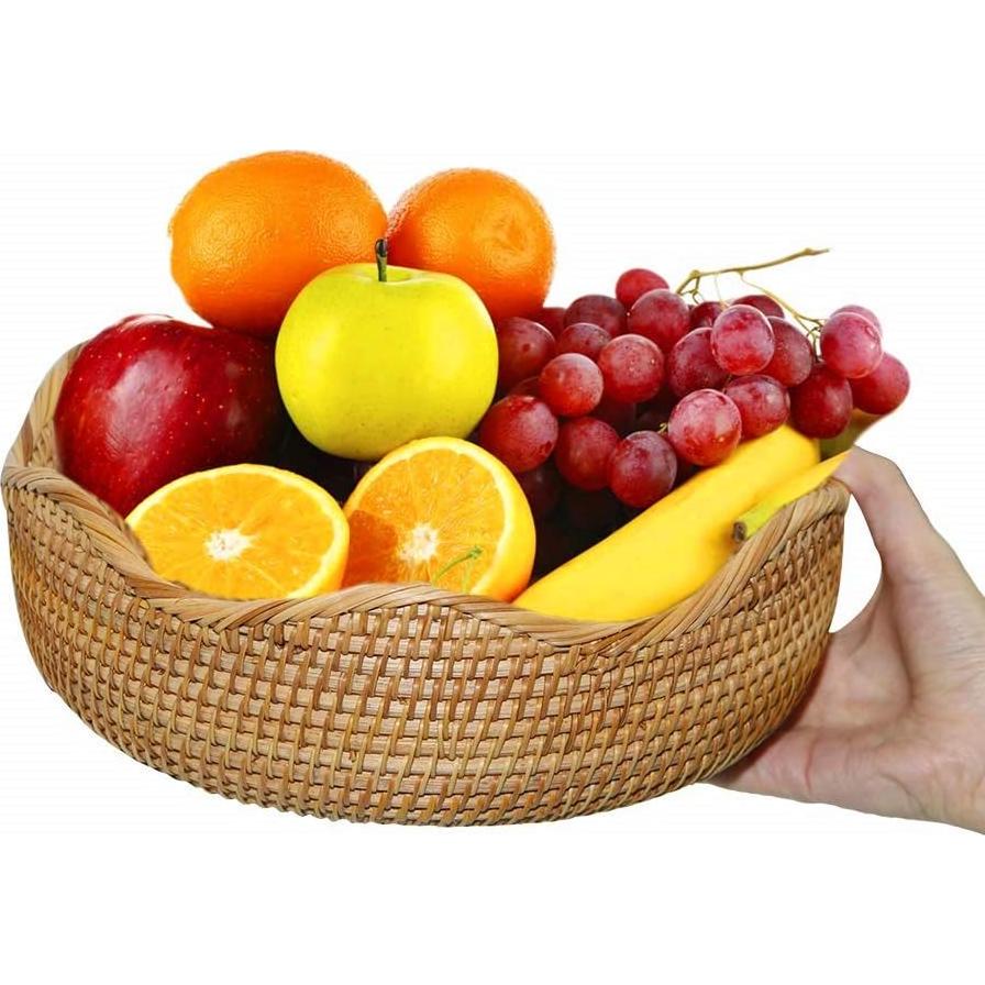 Cesta Redonda de Ratán Amololo 28 cm para Frutas y Snacks