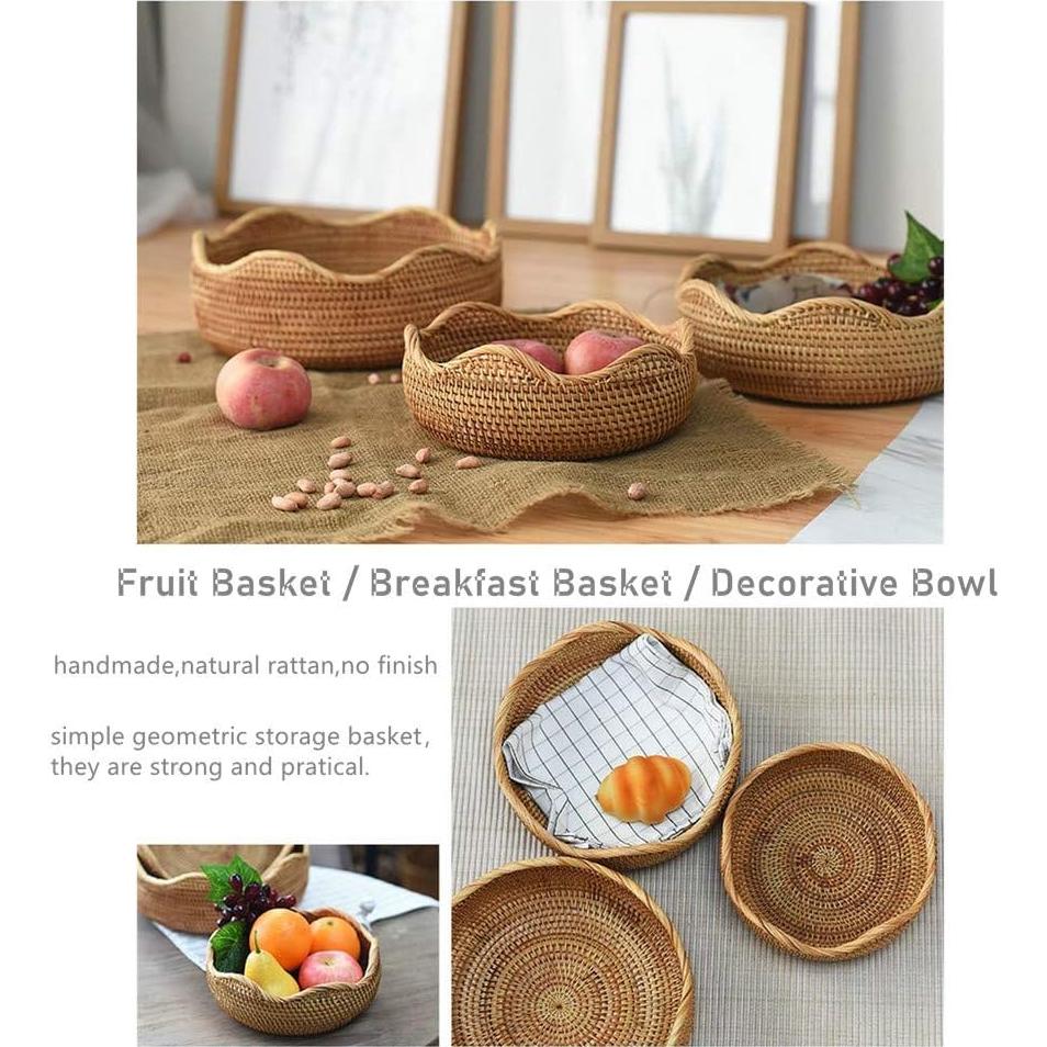 Cesta Redonda de Ratán Amololo 28 cm para Frutas y Snacks