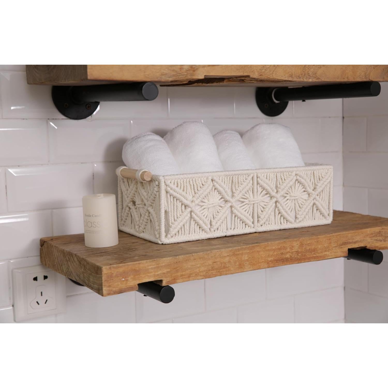 Cestas de Almacenamiento Nonam Macrame Boho - Juego de 2 Blancas