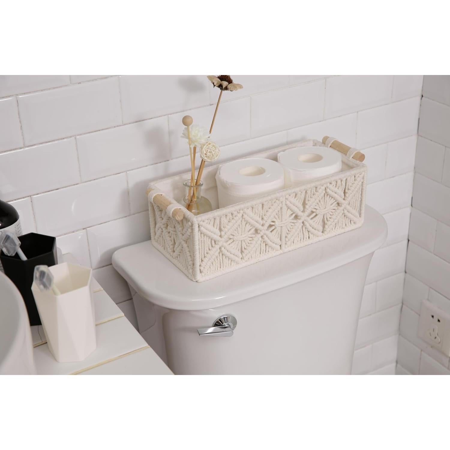 Cestas de Almacenamiento Nonam Macrame Boho - Juego de 2 Blancas