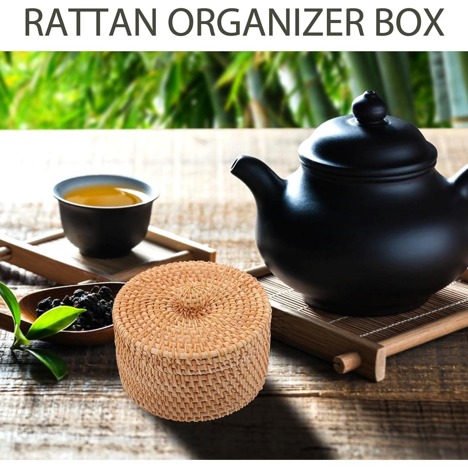 Cesta de Almacenamiento Redonda Cabilock con Tapa 15x8cm