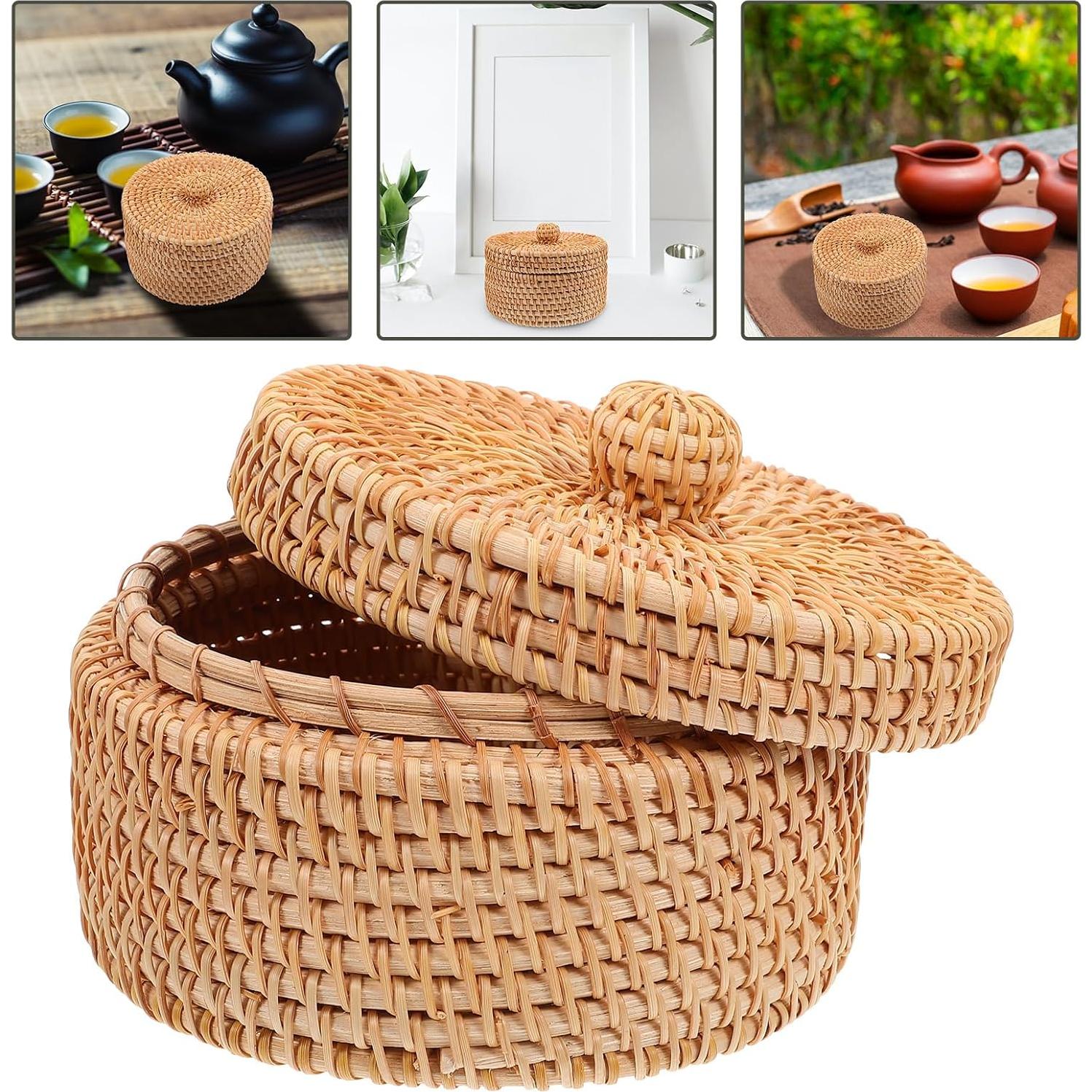 Cesta de Almacenamiento Redonda Cabilock con Tapa 15x8cm