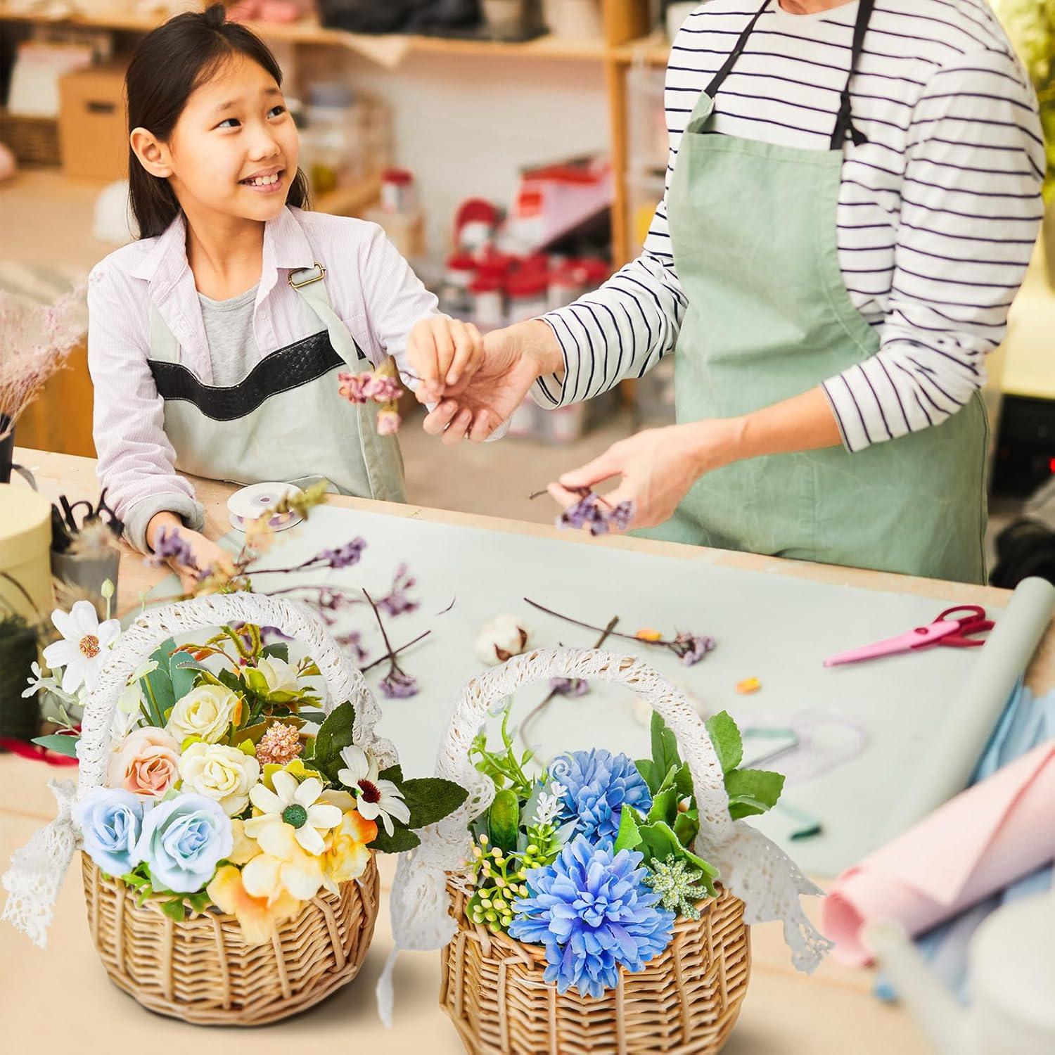 6 Canastas de Flores de Mimbre Ziliny para Boda Bohemia 20x11x9 cm