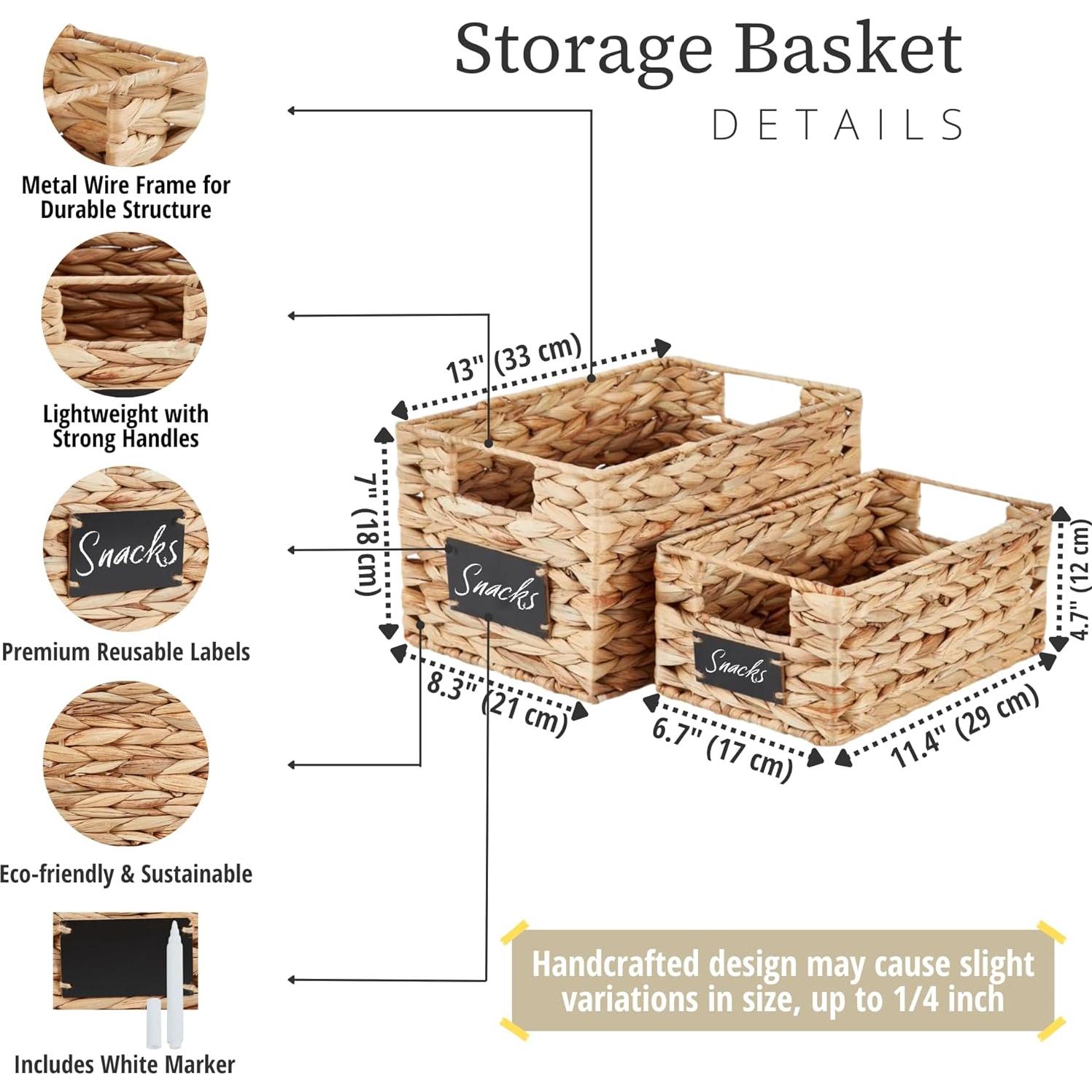 Cestas de Almacenamiento DECOMOMO - Juego de 2 de Jacinto de Agua