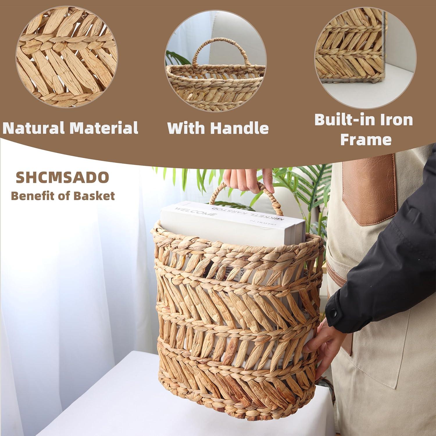 Cesta Colgante de Mimbre Natural CHANGMAN 30x30x12 cm