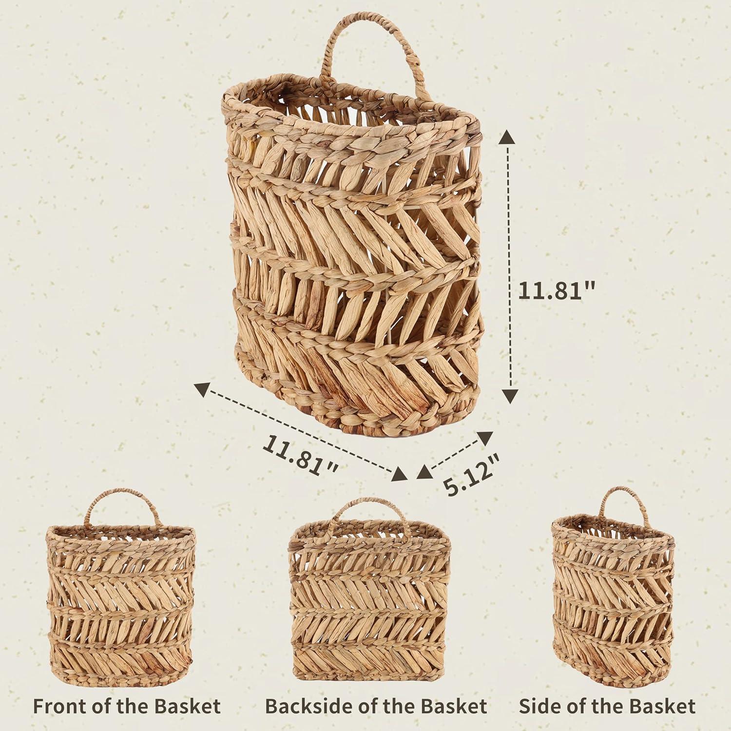 Cesta Colgante de Mimbre Natural CHANGMAN 30x30x12 cm