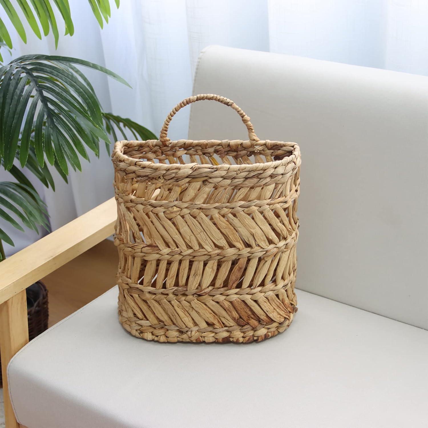 Cesta Colgante de Mimbre Natural CHANGMAN 30x30x12 cm