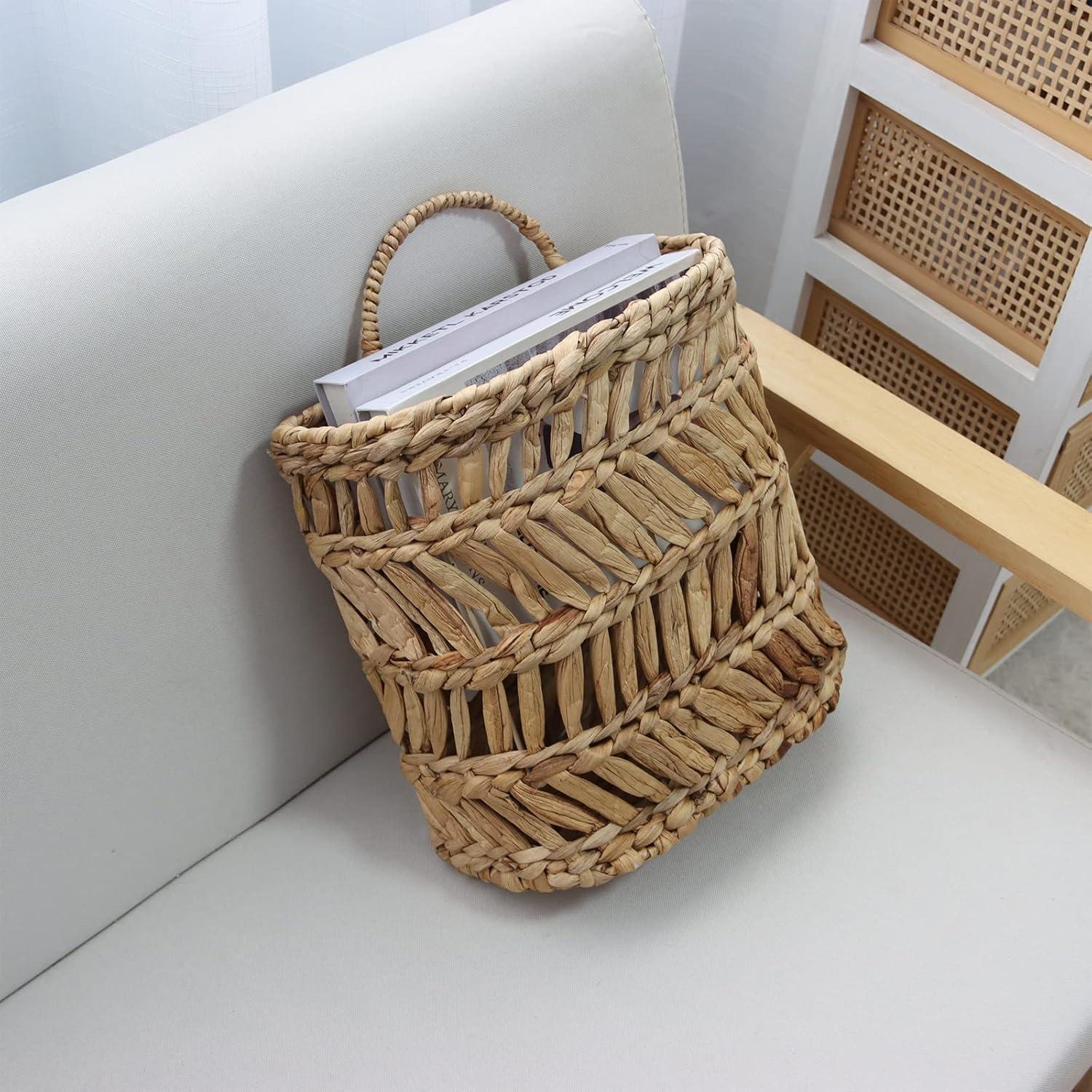 Cesta Colgante de Mimbre Natural CHANGMAN 30x30x12 cm