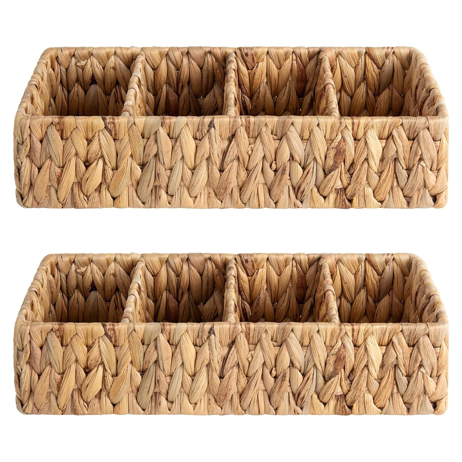 Cesta de Mimbre Pequeña StorageWorks 4 Secciones Natural