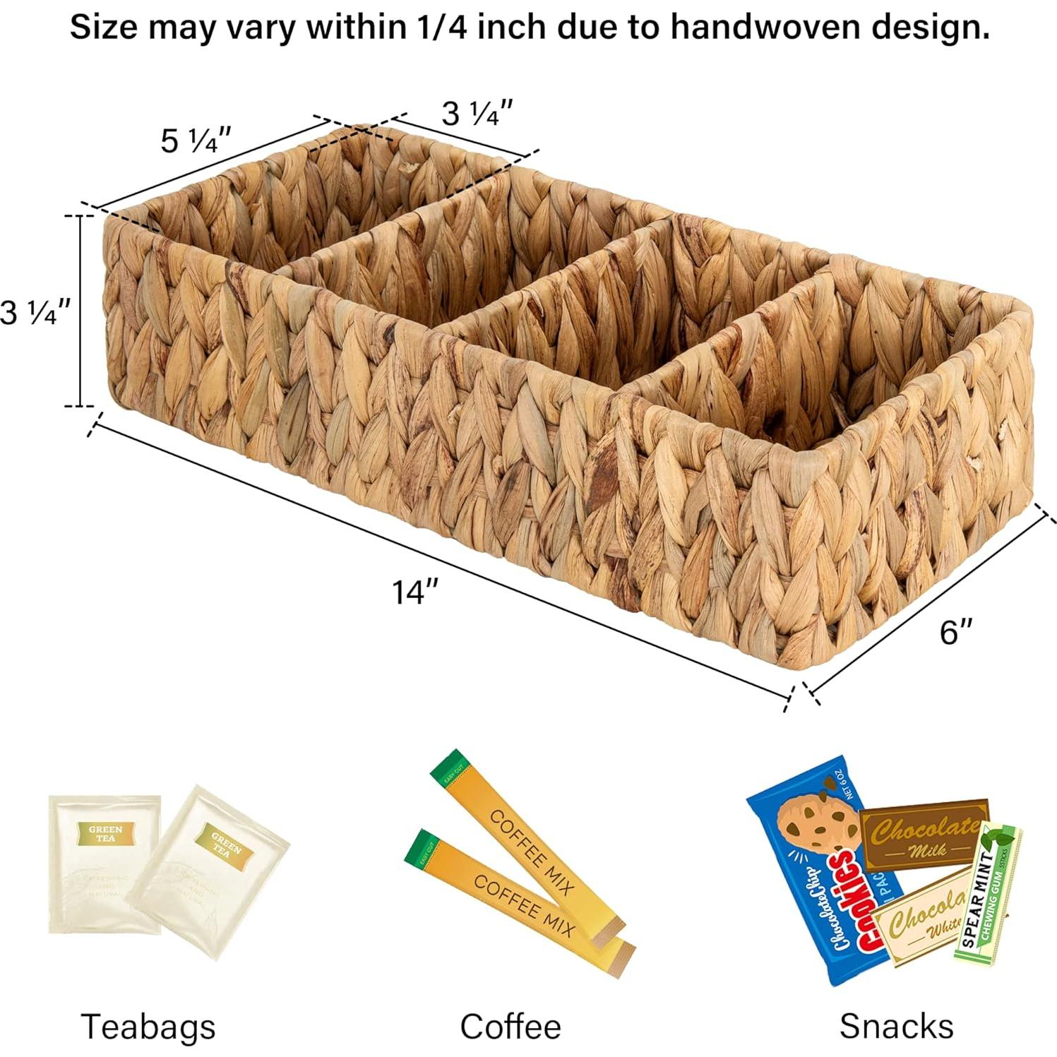 Cesta de Mimbre Pequeña StorageWorks 4 Secciones Natural