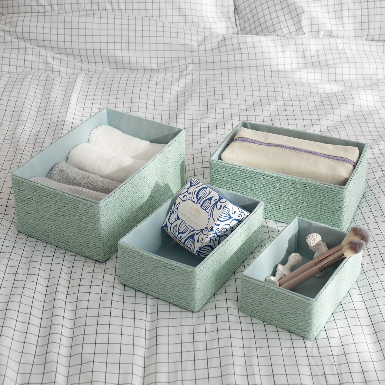 Juego de 4 Cestas de Almacenamiento LA JOLIE MUSE Verde Menta