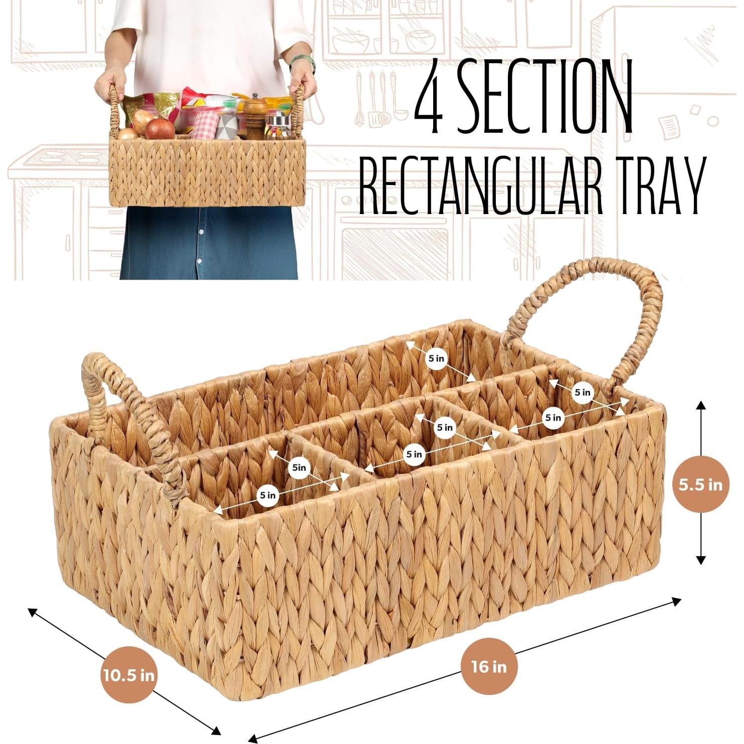 Cesta de Almacenamiento SIEUSALEVN de Jacinto de Agua 4 Secciones