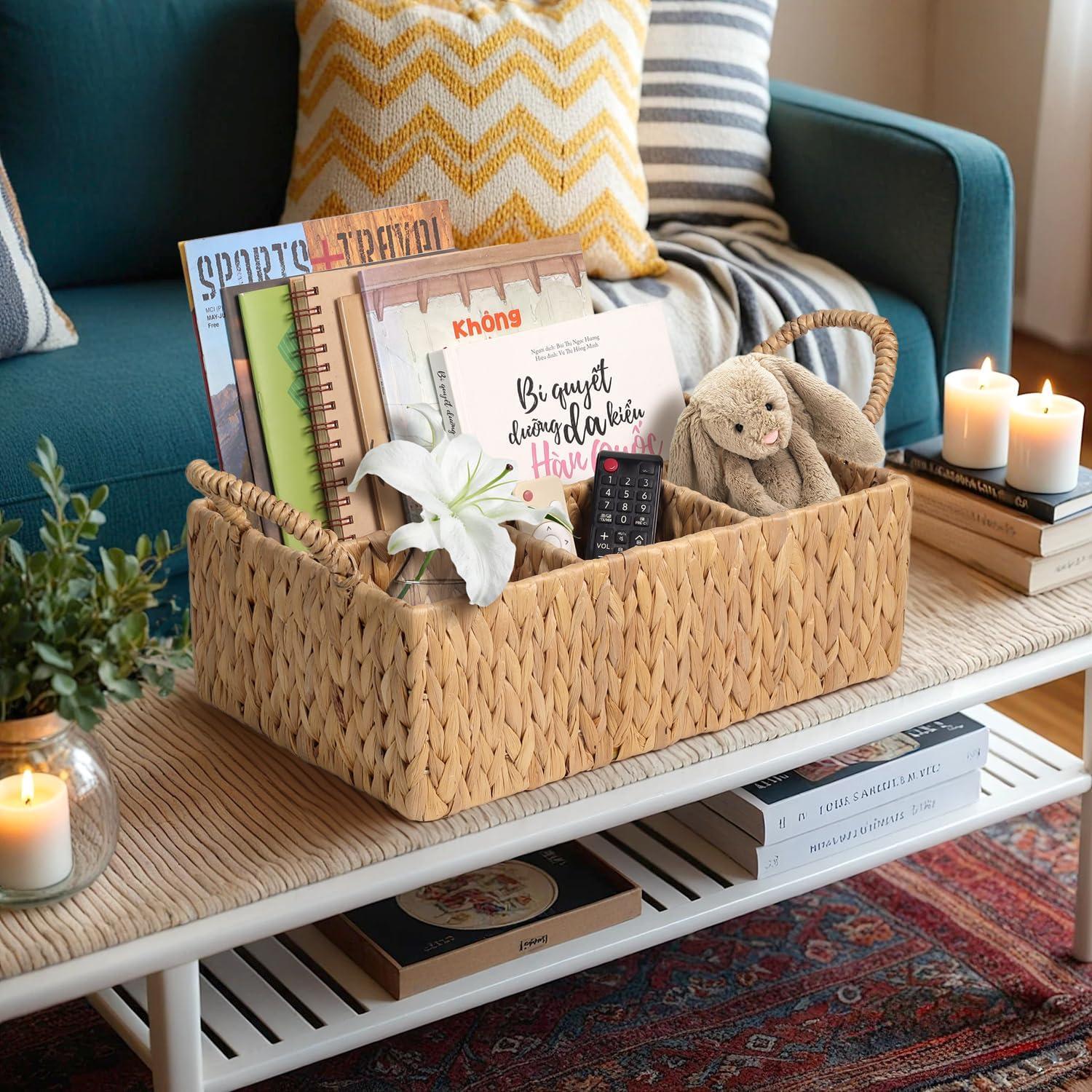 Cesta de Almacenamiento SIEUSALEVN de Jacinto de Agua 4 Secciones