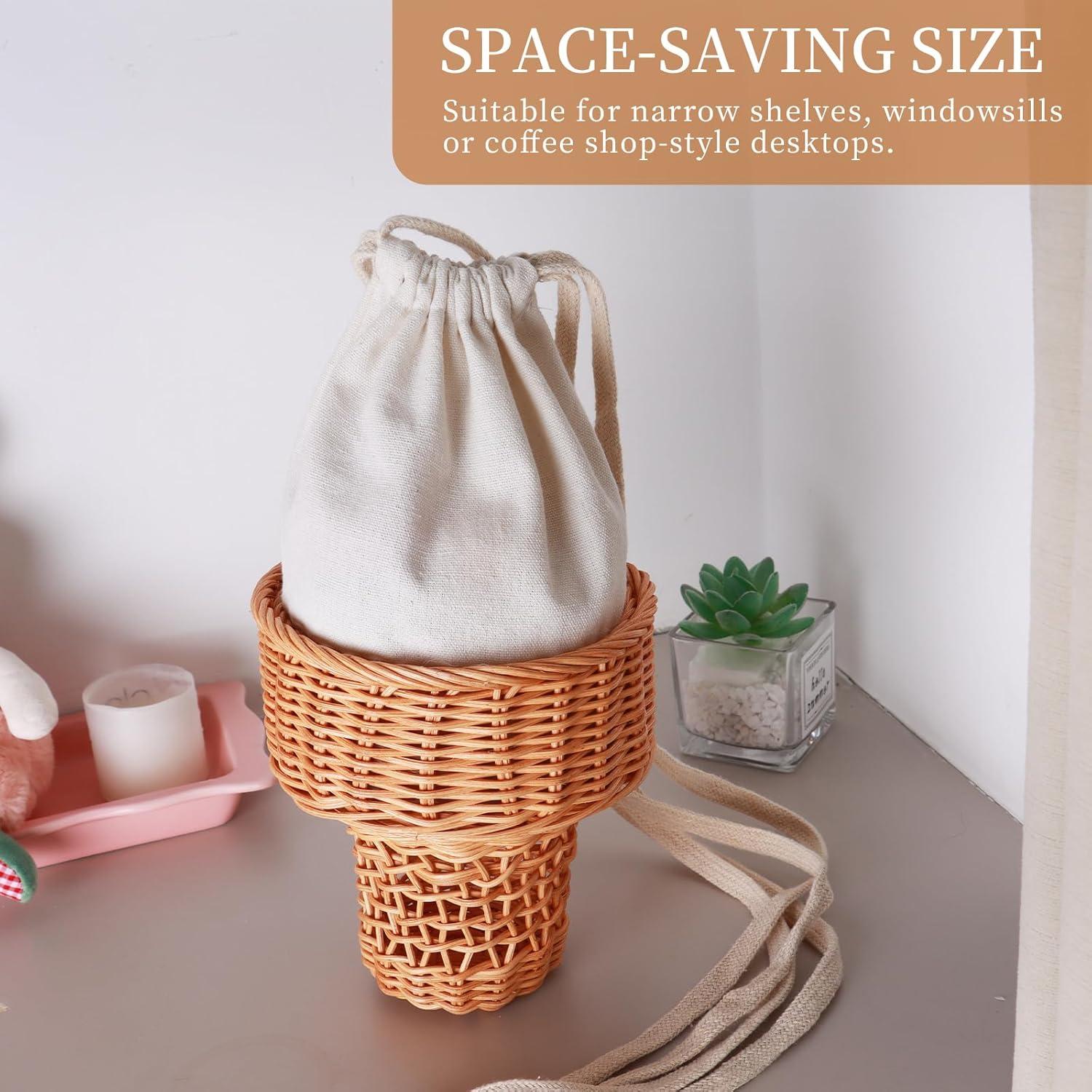 Cesta de Almacenamiento de Ratán Natural VINE & CO 15x15cm