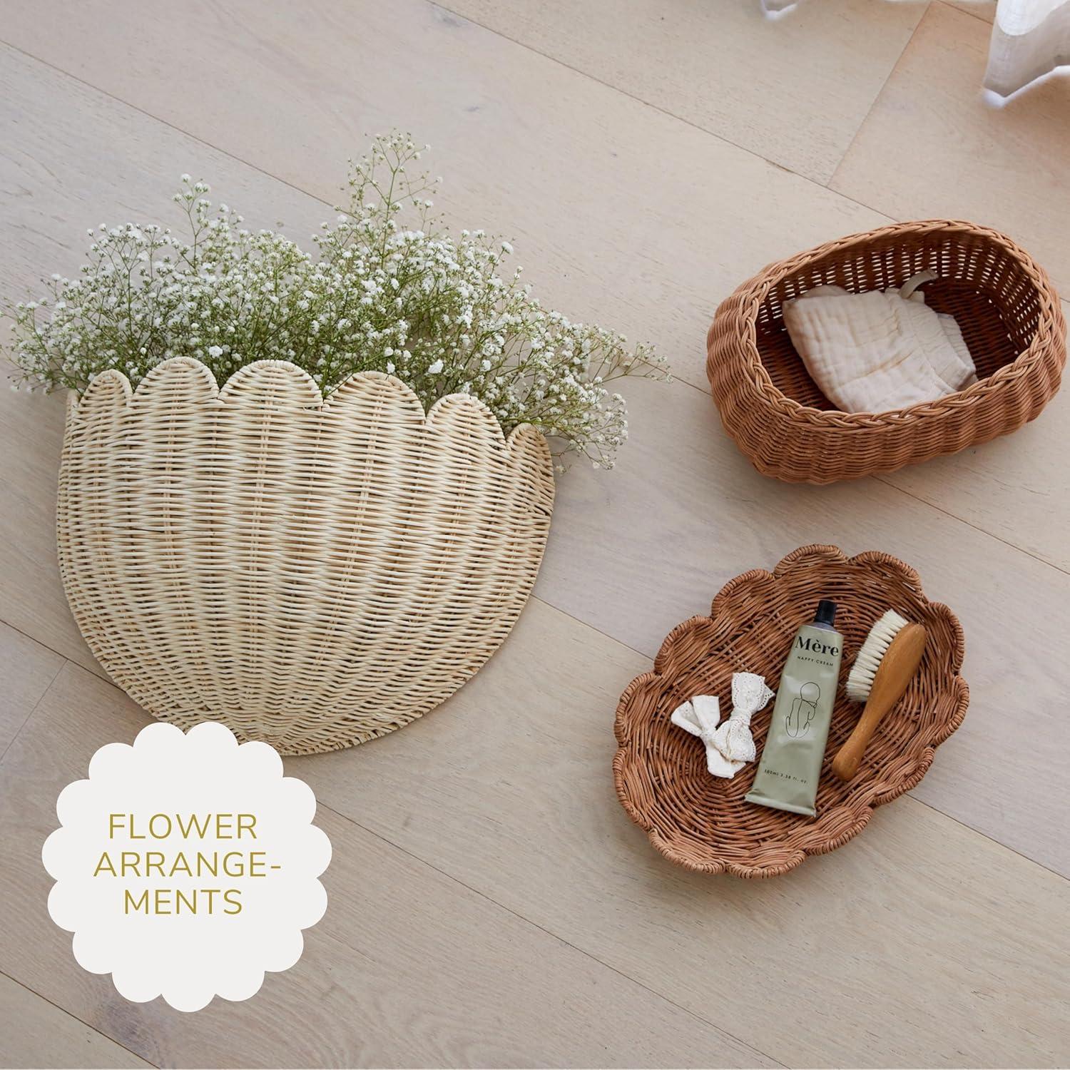 Cesta de Mimbre Colgante BEBE BASK Lola Ondulada 40x26x18cm