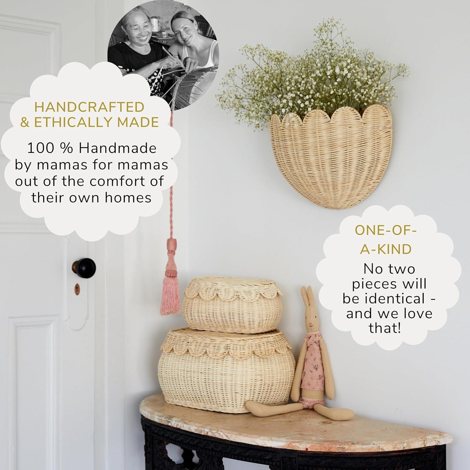 Cesta de Mimbre Colgante BEBE BASK Lola Ondulada 40x26x18cm