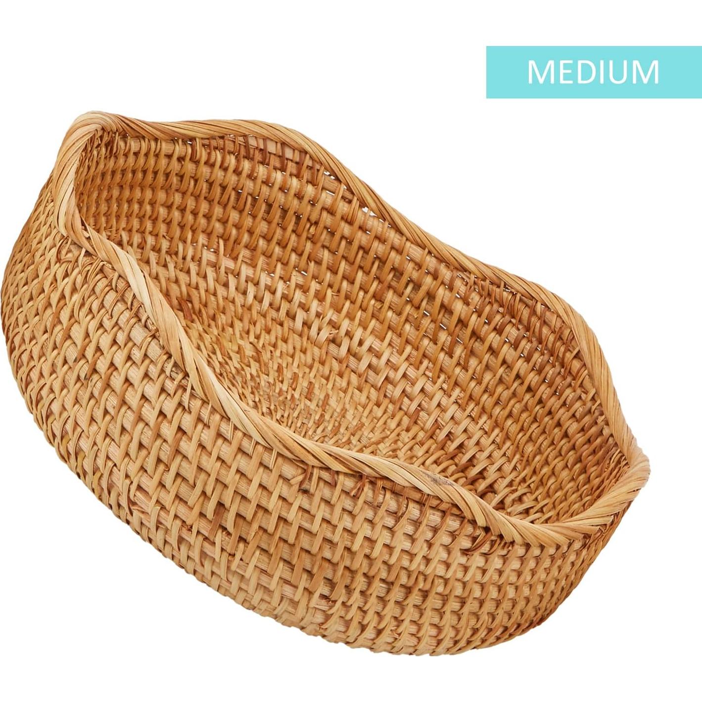 Cesta Redonda de Ratán Natural Whalehub - Mediana 22.9 cm