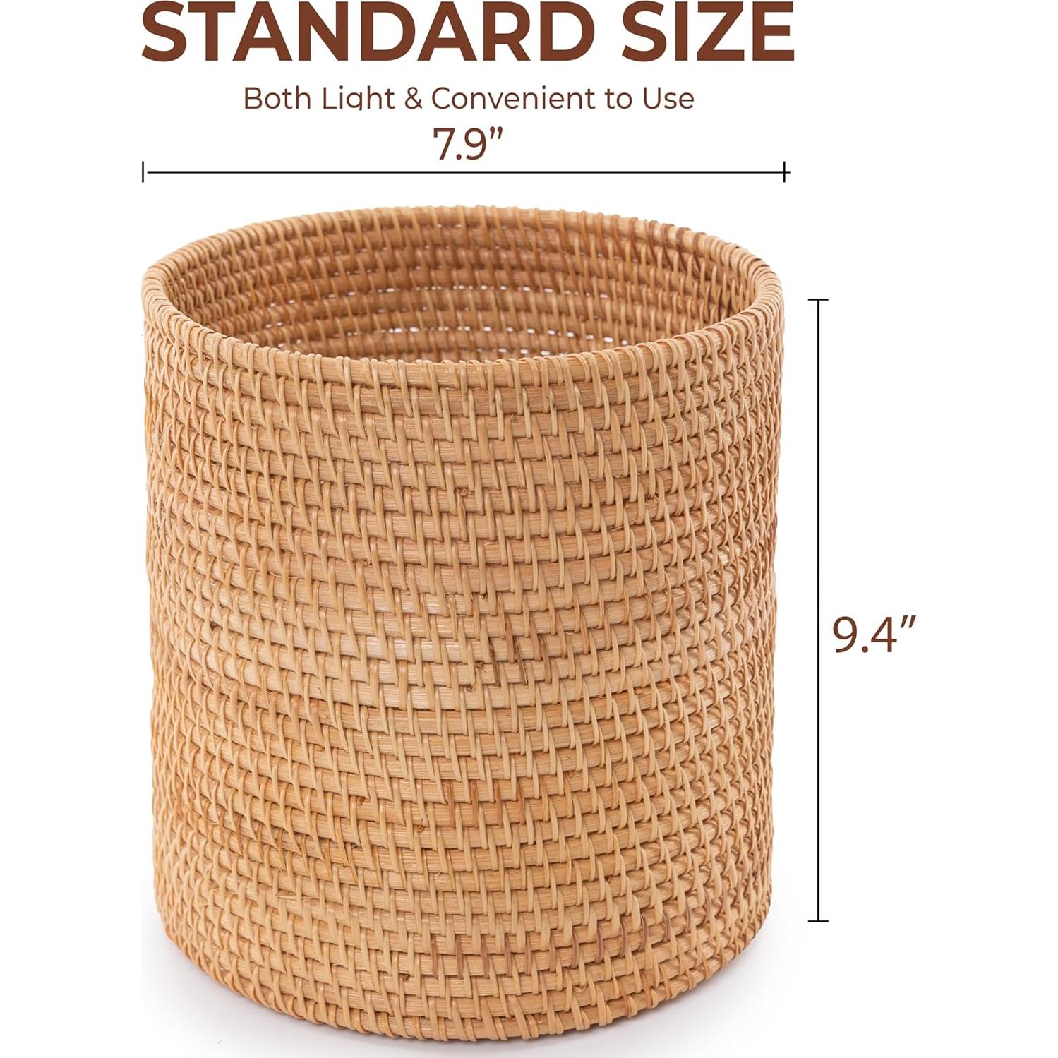 Mini Bote de Basura KOLWOVEN de Ratán Natural 19.8 cm