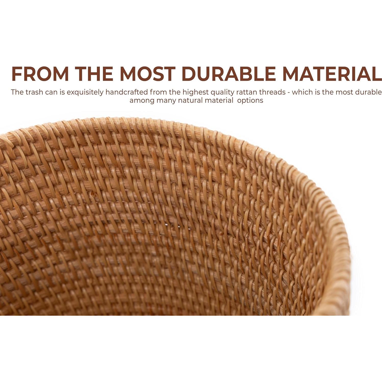 Mini Bote de Basura KOLWOVEN de Ratán Natural 19.8 cm