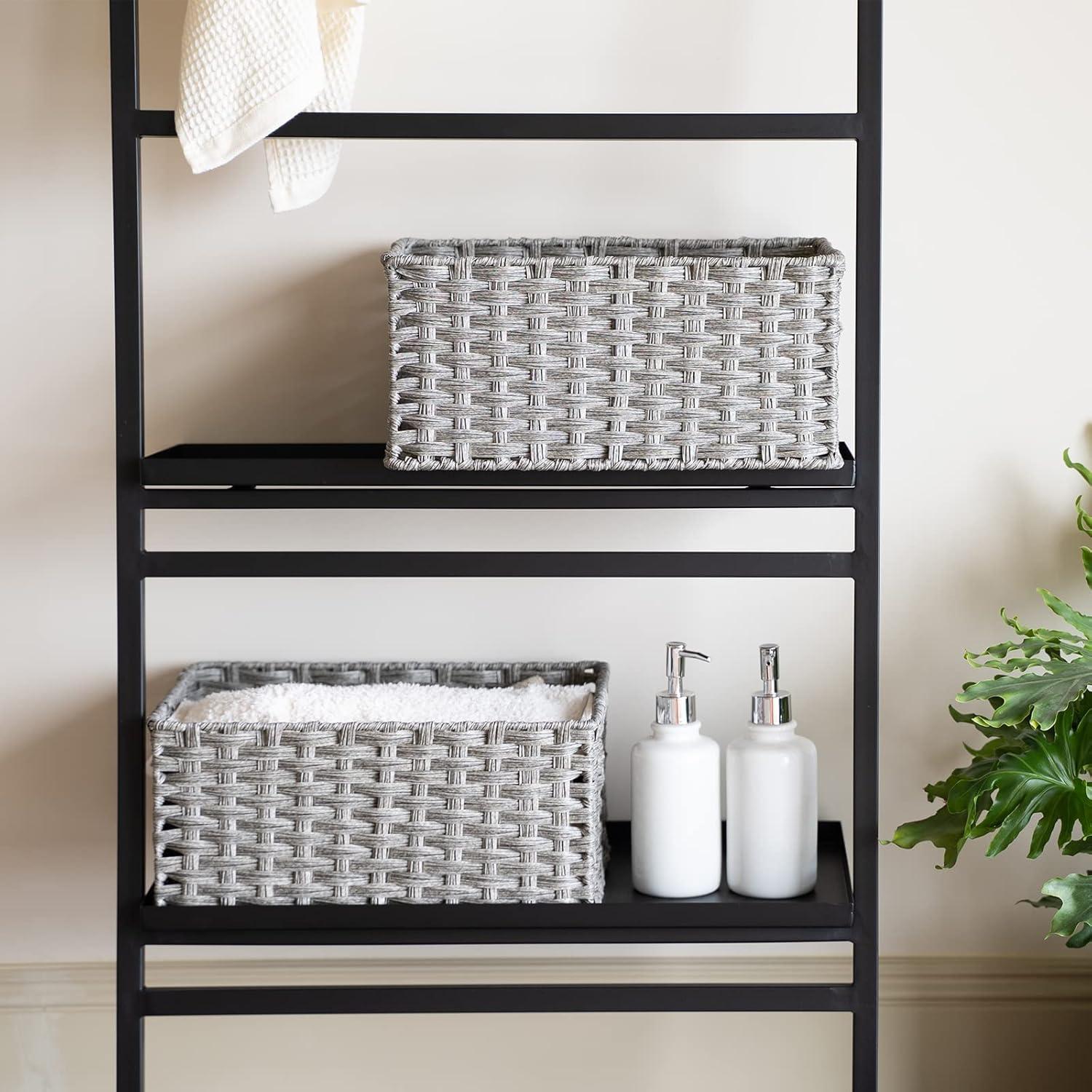 Cestas de Mimbre 2 Pack ROSOS Gris 38.1x27.4x18 cm y 35.6x24.9x16.5 cm