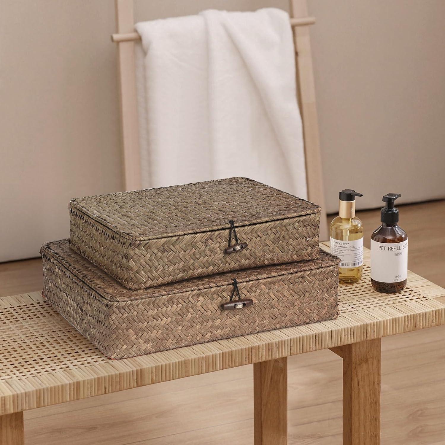 Juego de 2 Cestas de Almacenamiento FOSSORH de Hierba Marina