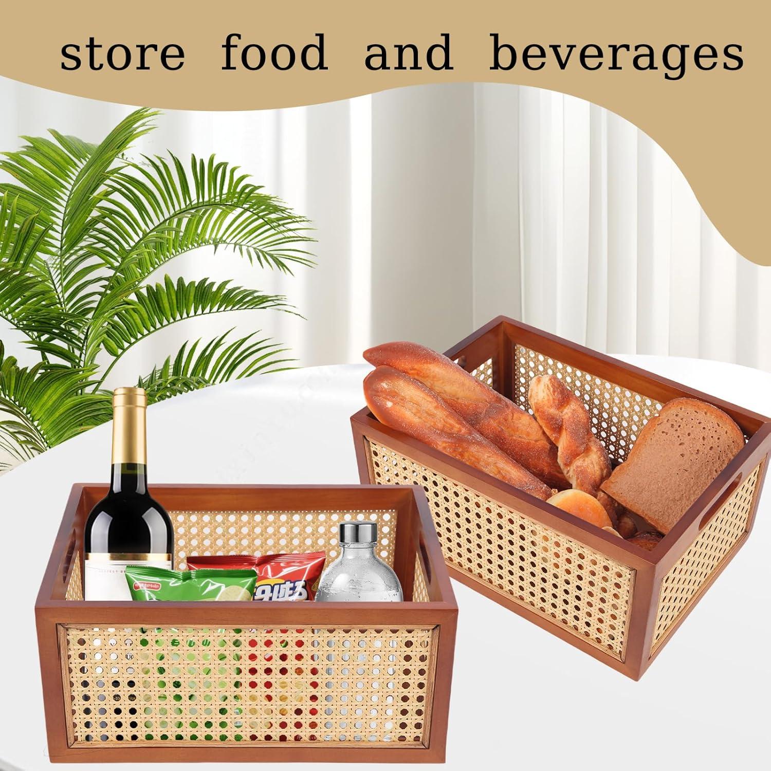 Cesta de Almacenamiento de Madera JNWLDZMY 25x35x16 cm Marrón