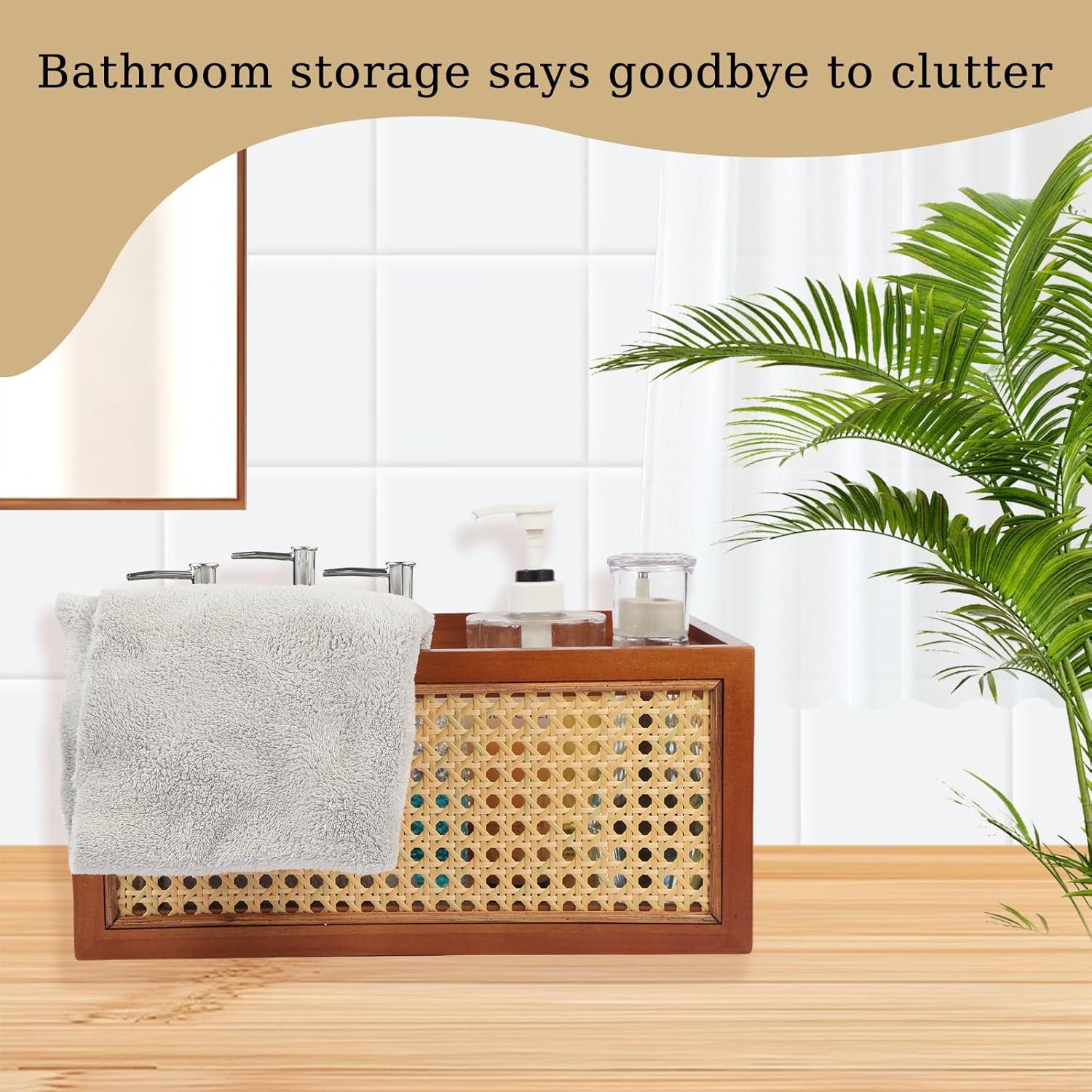 Cesta de Almacenamiento de Madera JNWLDZMY 25x35x16 cm Marrón