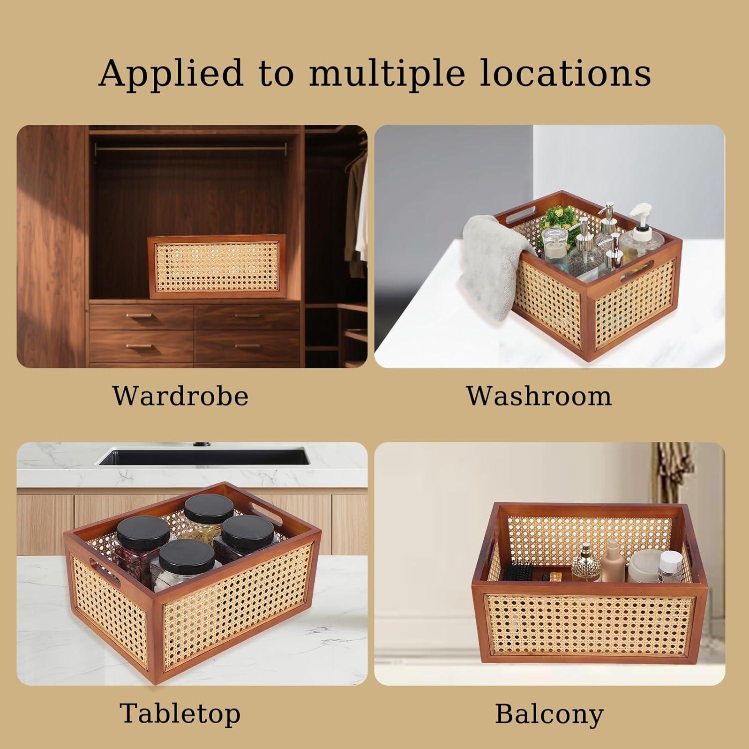 Cesta de Almacenamiento de Madera JNWLDZMY 25x35x16 cm Marrón