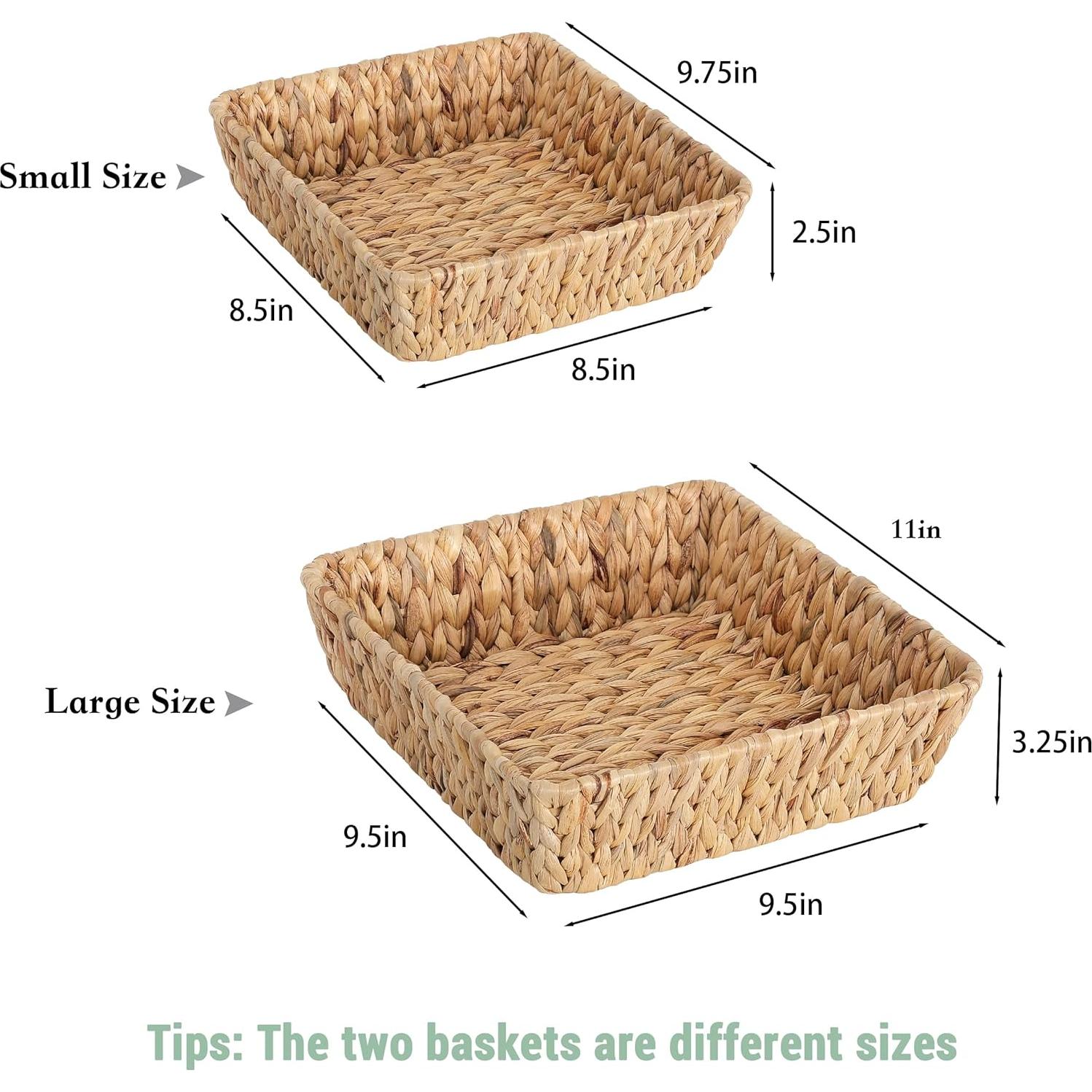 Cestas de Mimbre Tejidas DAICOLAD - 2 Piezas Rectangulares