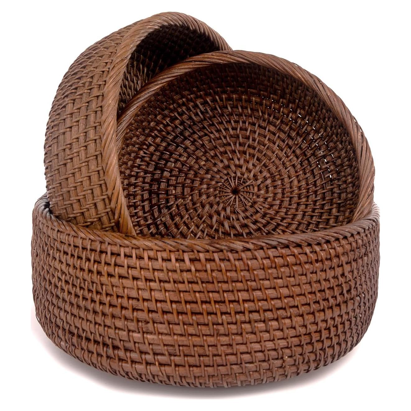 Cesta de Frutas Tejida CLAYNIX Juego de 3 Cuencos Redondos