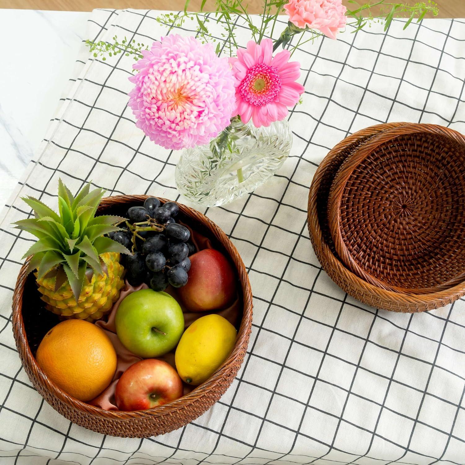 Cesta de Frutas Tejida CLAYNIX Juego de 3 Cuencos Redondos