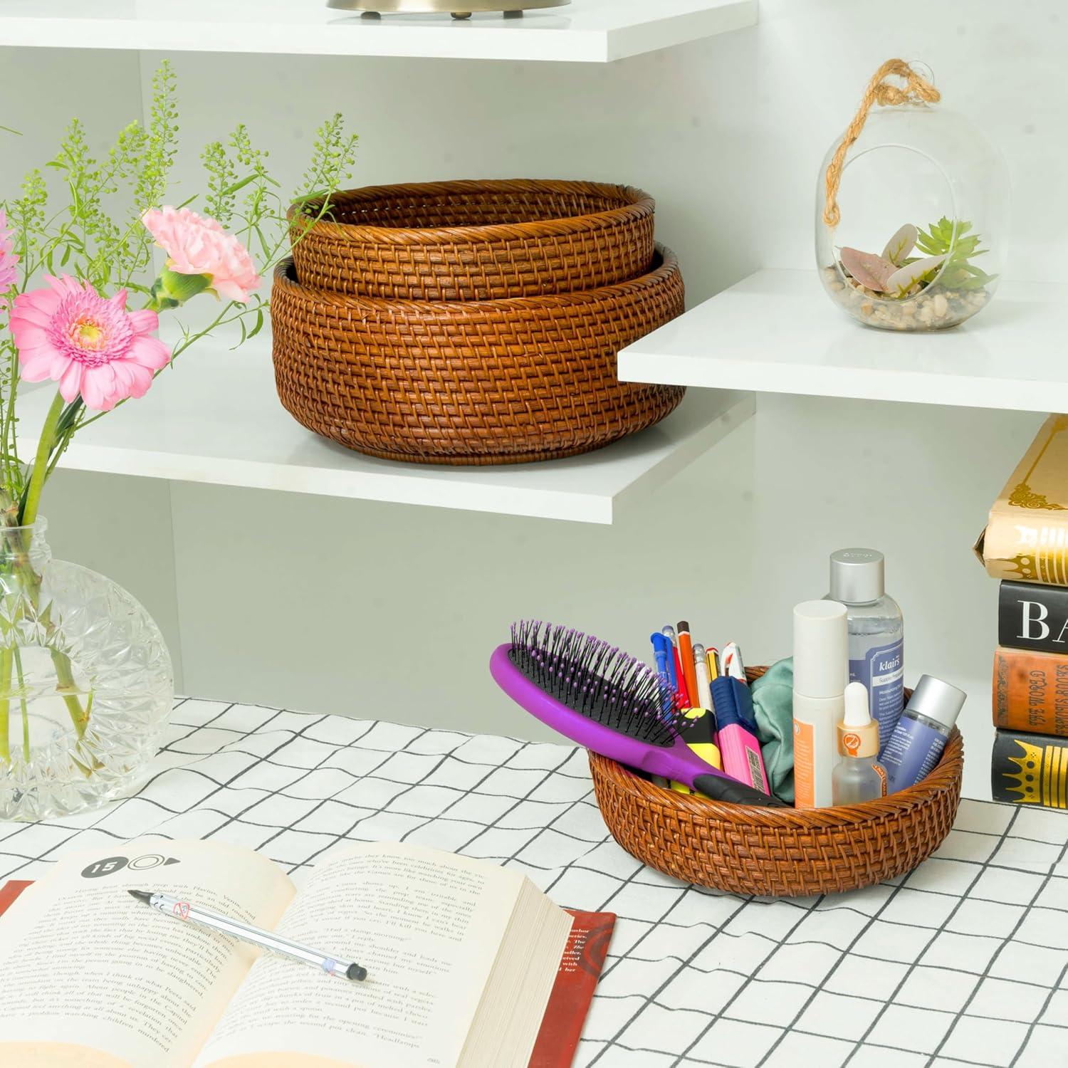 Cesta de Frutas Tejida CLAYNIX Juego de 3 Cuencos Redondos