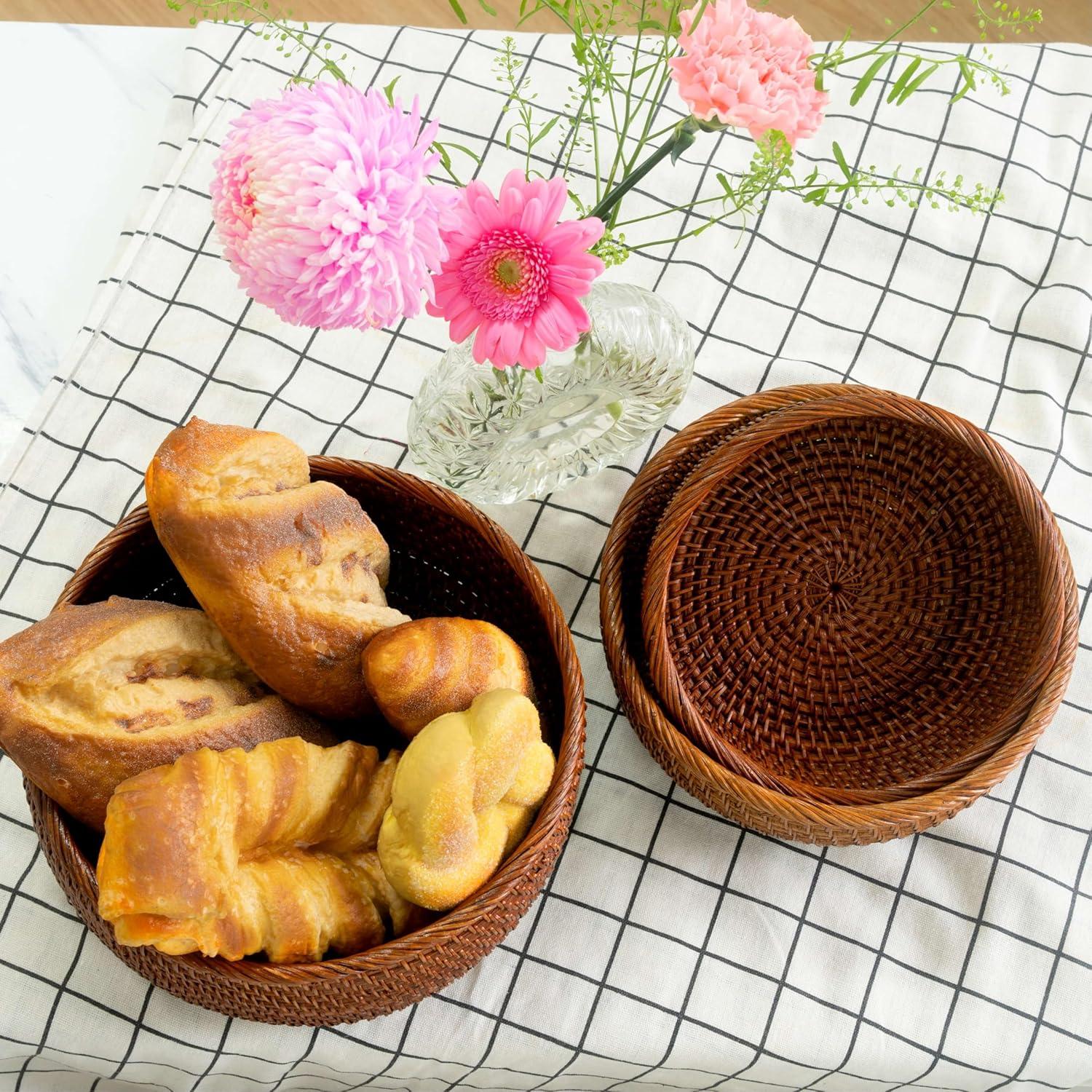 Cesta de Frutas Tejida CLAYNIX Juego de 3 Cuencos Redondos