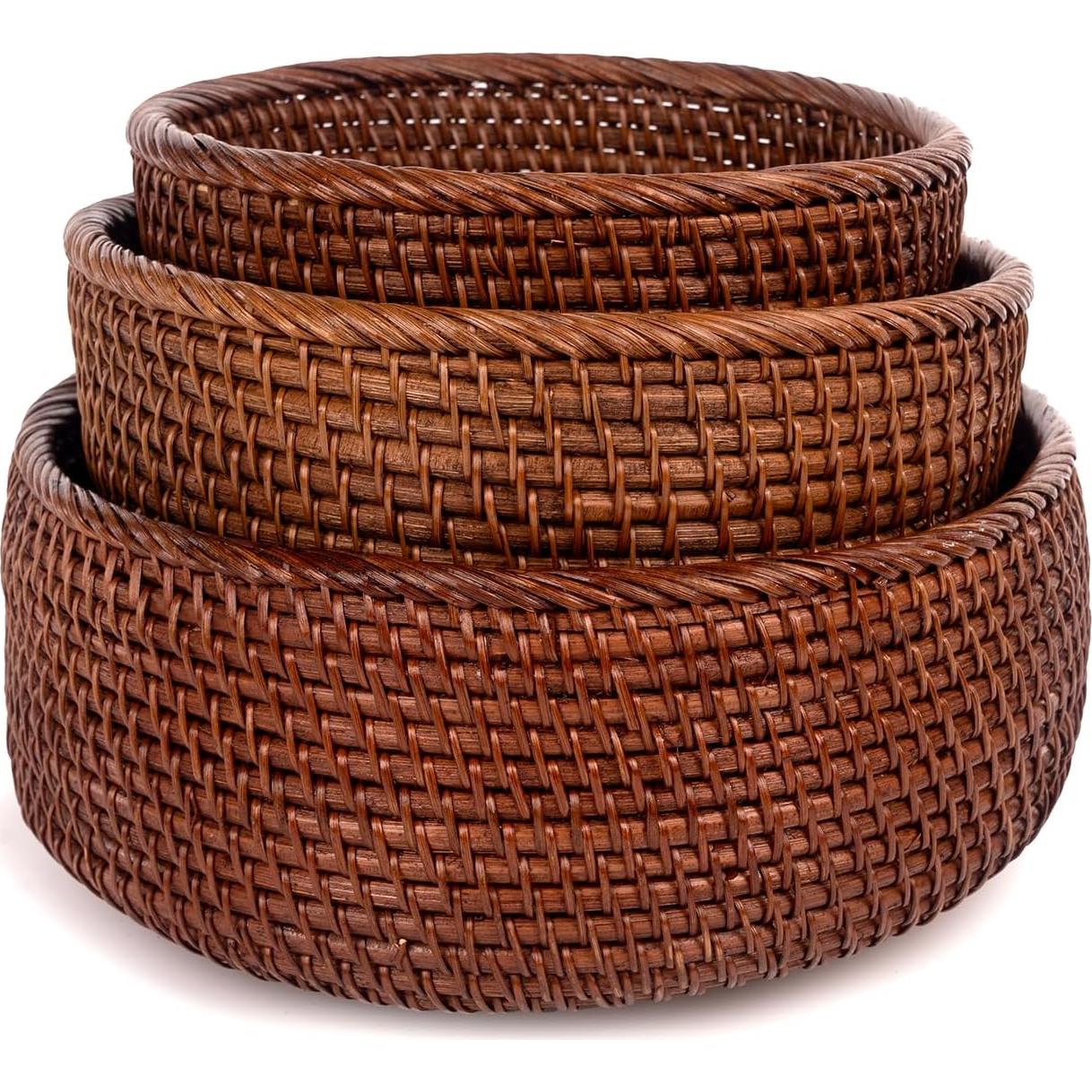 Cesta de Frutas Tejida CLAYNIX Juego de 3 Cuencos Redondos