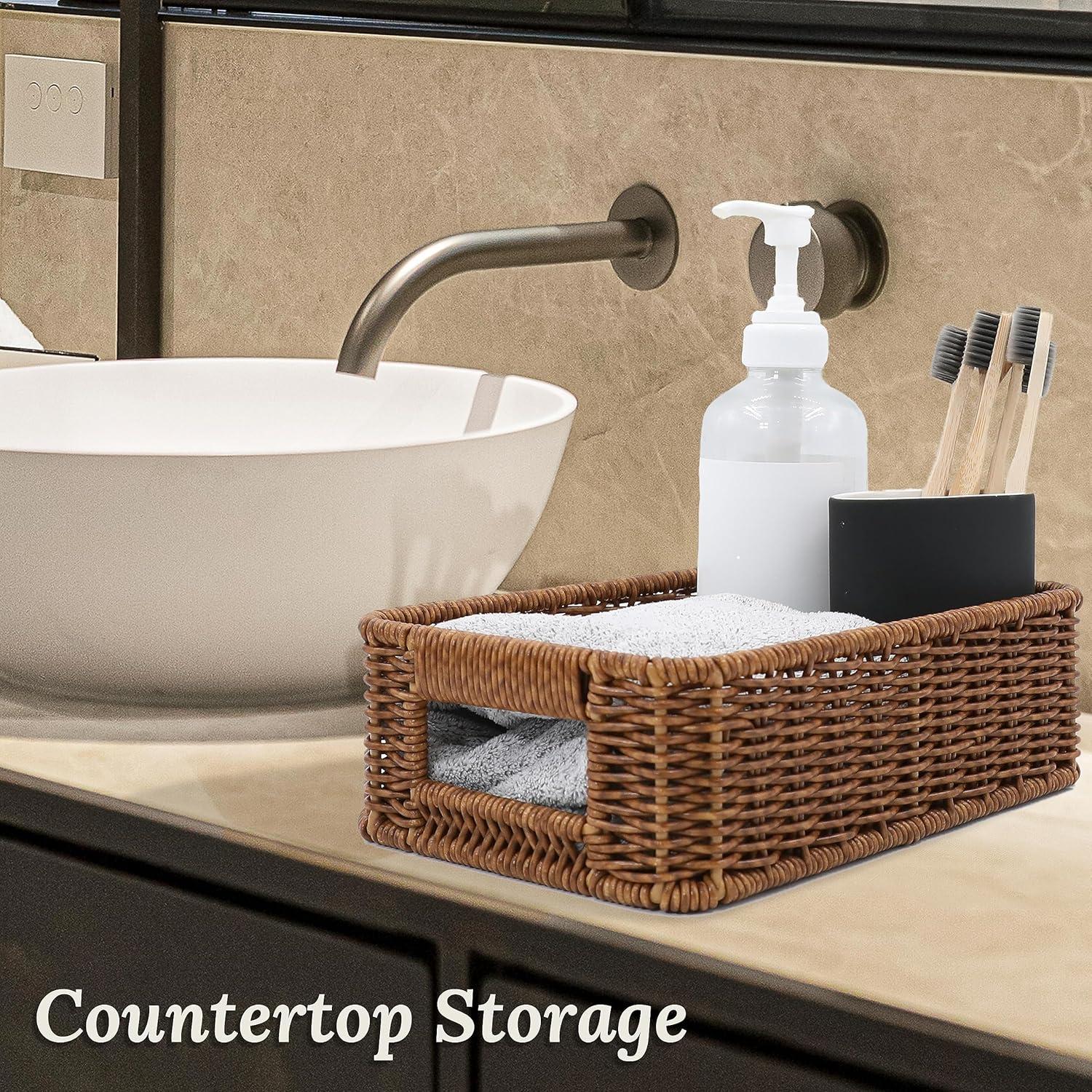 Cestas de Mimbre WeeNest para Organizar Baño - Juego de 2