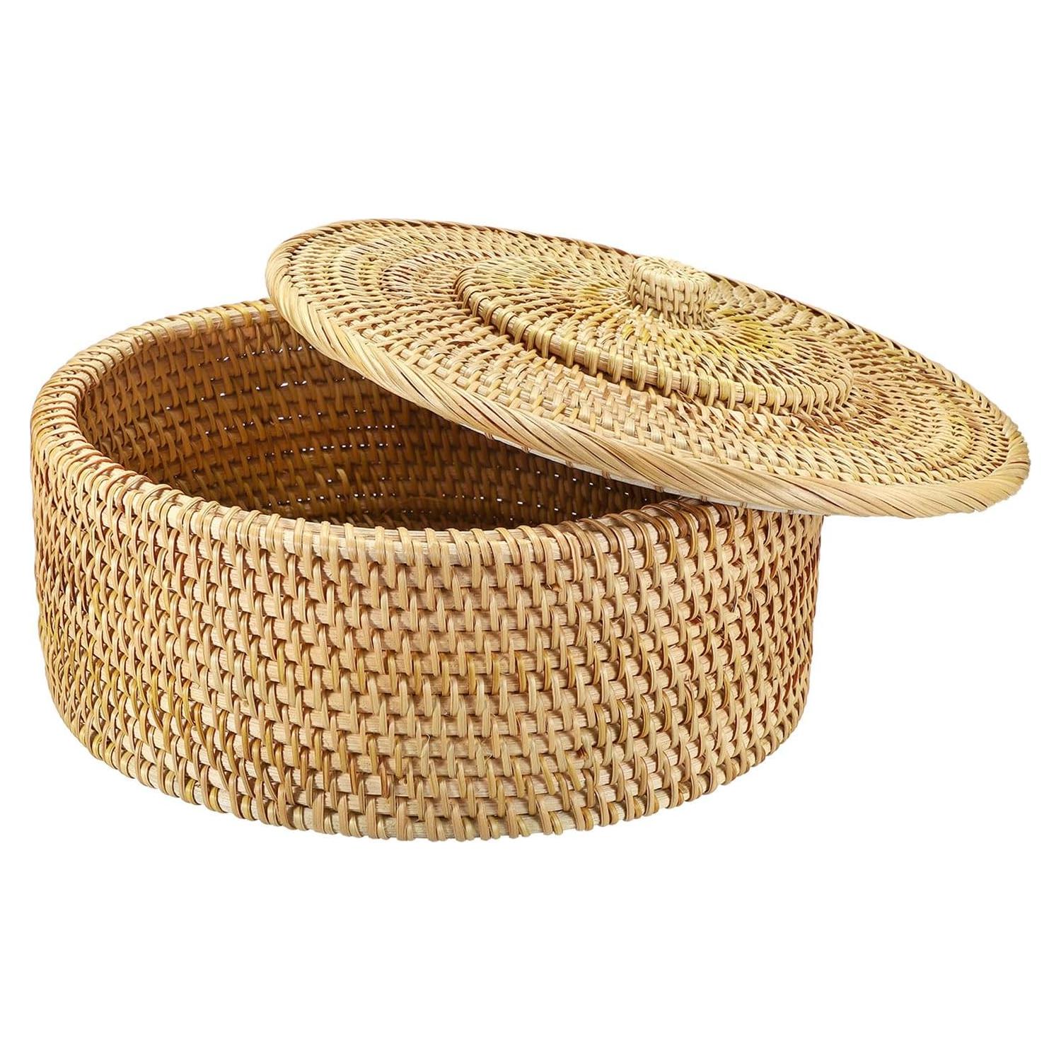 Cesta de Almacenamiento Redonda Hipiwe 30.2 cm con Tapa