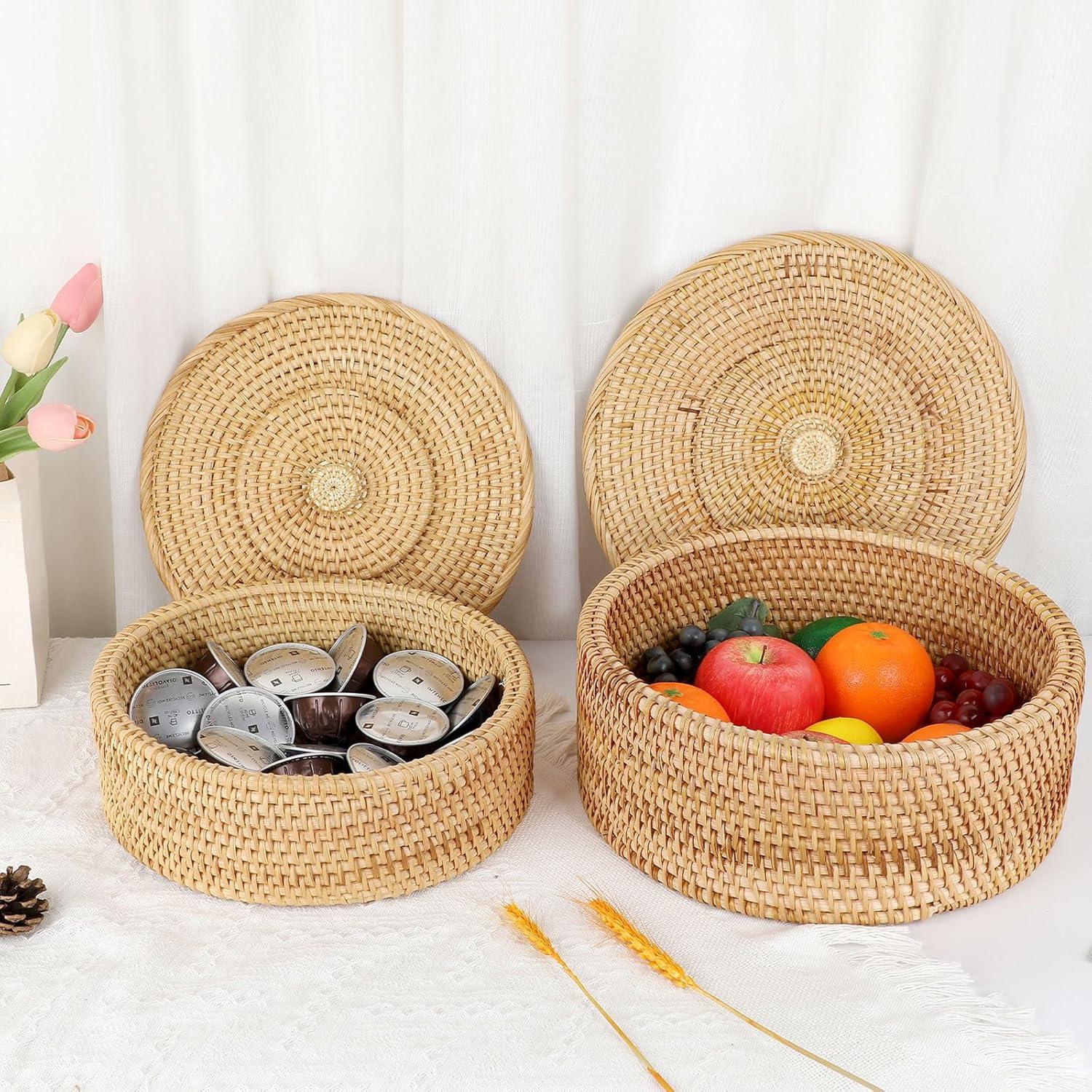 Cesta de Almacenamiento Redonda Hipiwe 30.2 cm con Tapa