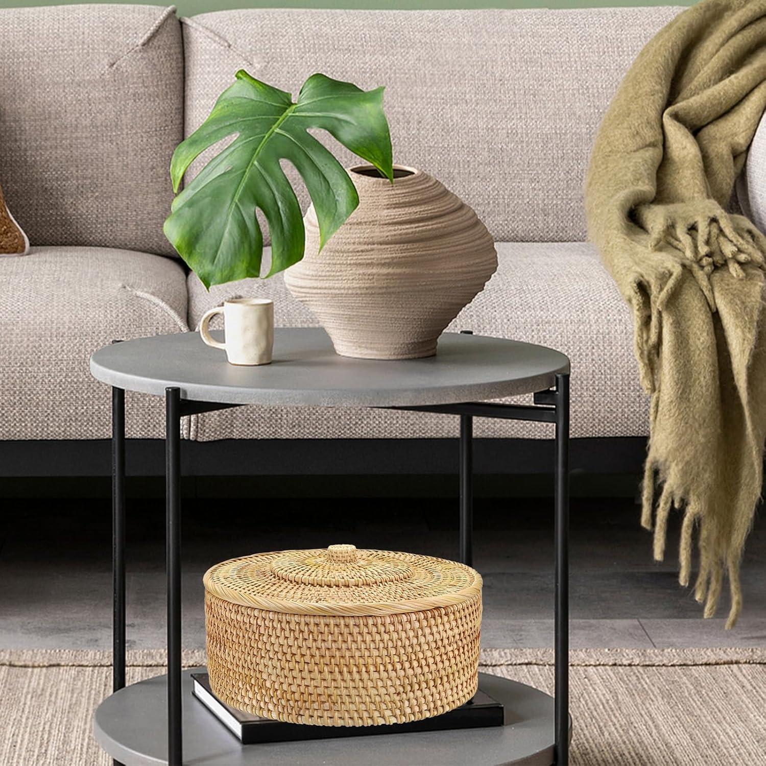 Cesta de Almacenamiento Redonda Hipiwe 30.2 cm con Tapa