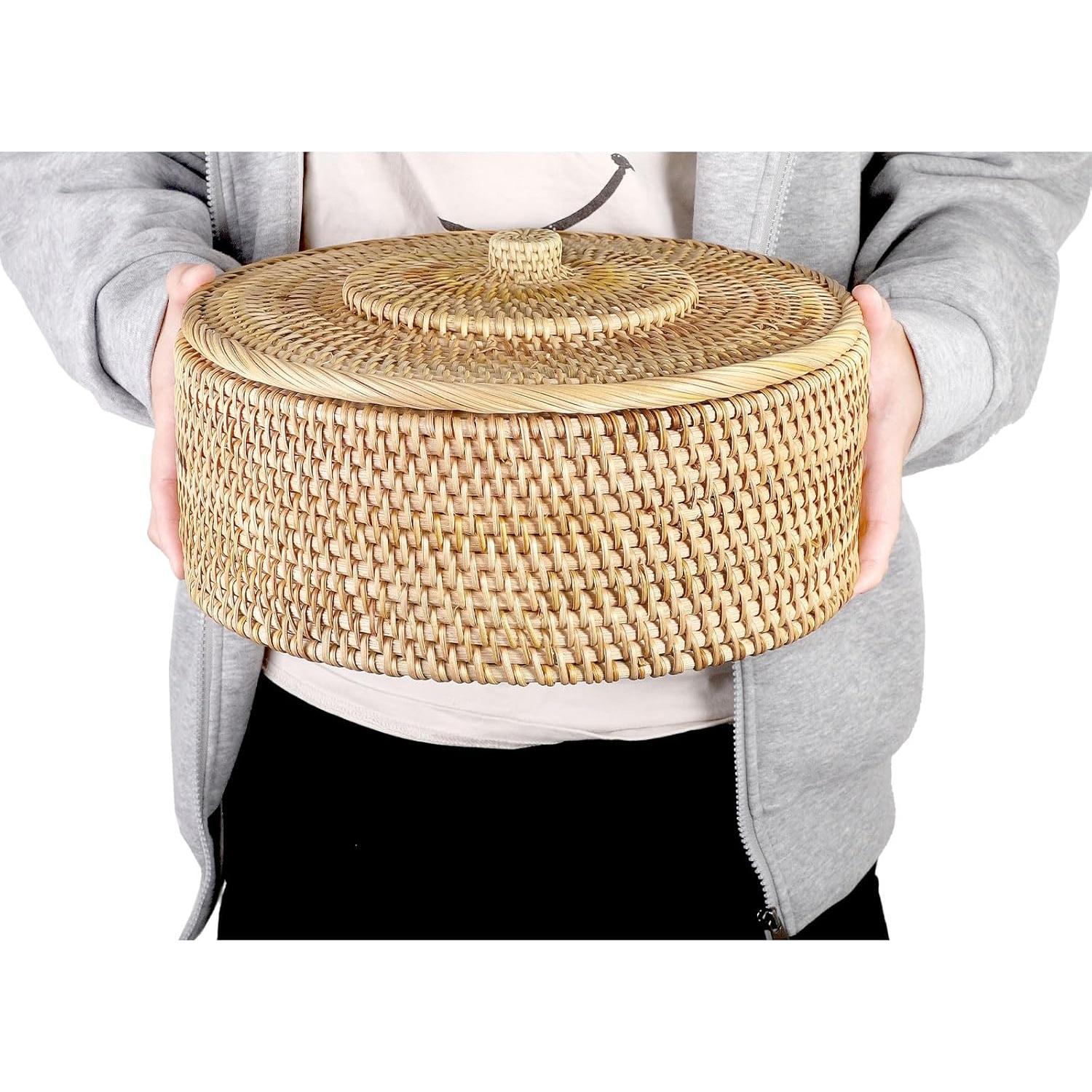 Cesta de Almacenamiento Redonda Hipiwe 30.2 cm con Tapa