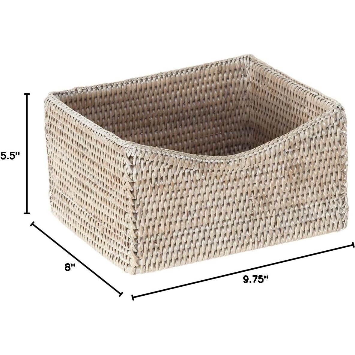 Cesta de Almacenamiento Rectangular Kouboo Ratan Lavado Blanco