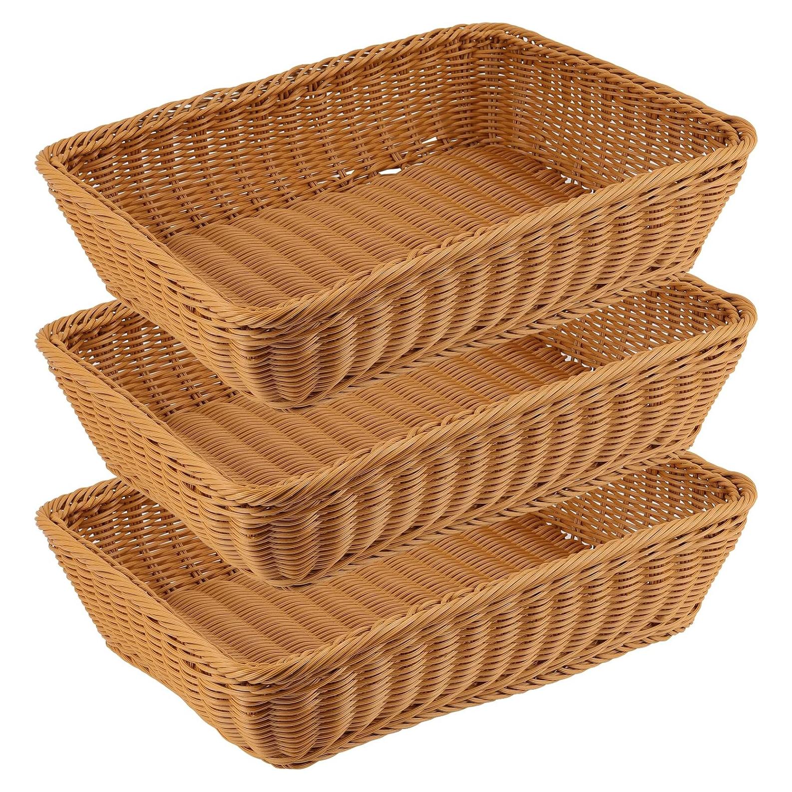 Cestas de Pan de Mimbre SHEUTSAN 3 Piezas 39.9x29.9cm Marrón