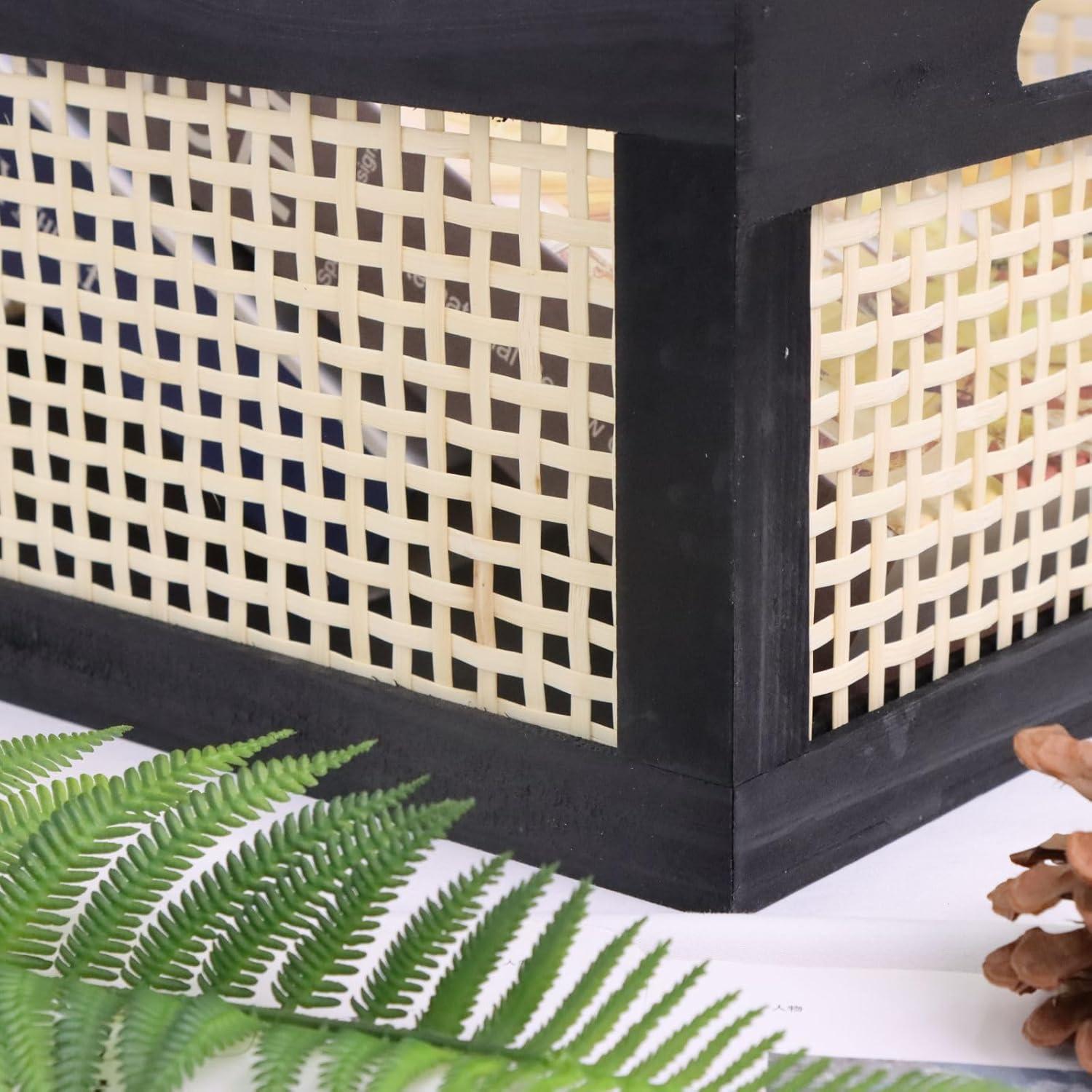 Cesta de Almacenamiento de Madera Natural SHCMSADO 38x28x16cm