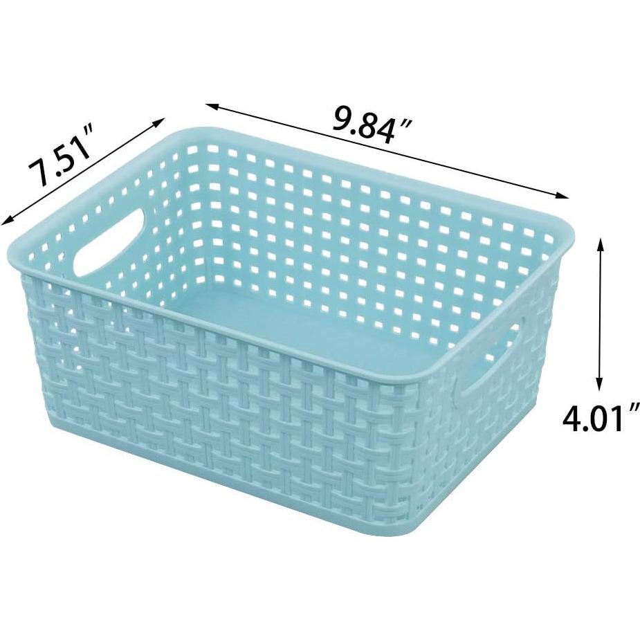 Cestas de plástico trenzado AnnkkyUS - 6 unidades 25x19x10 cm