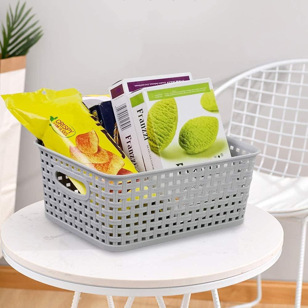 Cestas de plástico trenzado AnnkkyUS - 6 unidades 25x19x10 cm