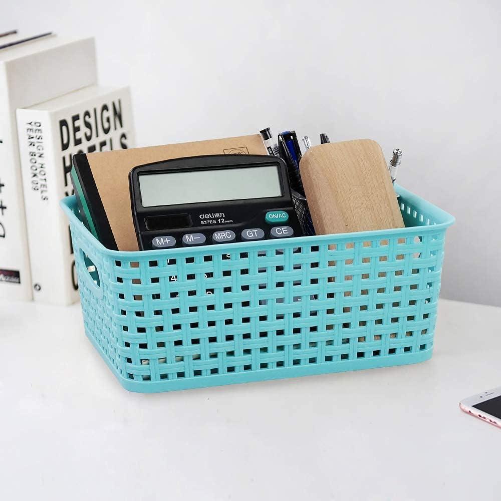 Cestas de plástico trenzado AnnkkyUS - 6 unidades 25x19x10 cm