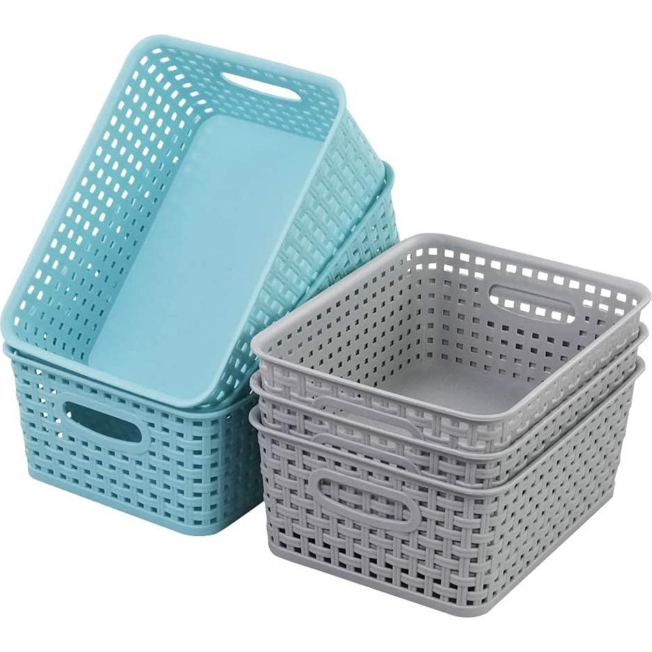 Cestas de plástico trenzado AnnkkyUS - 6 unidades 25x19x10 cm